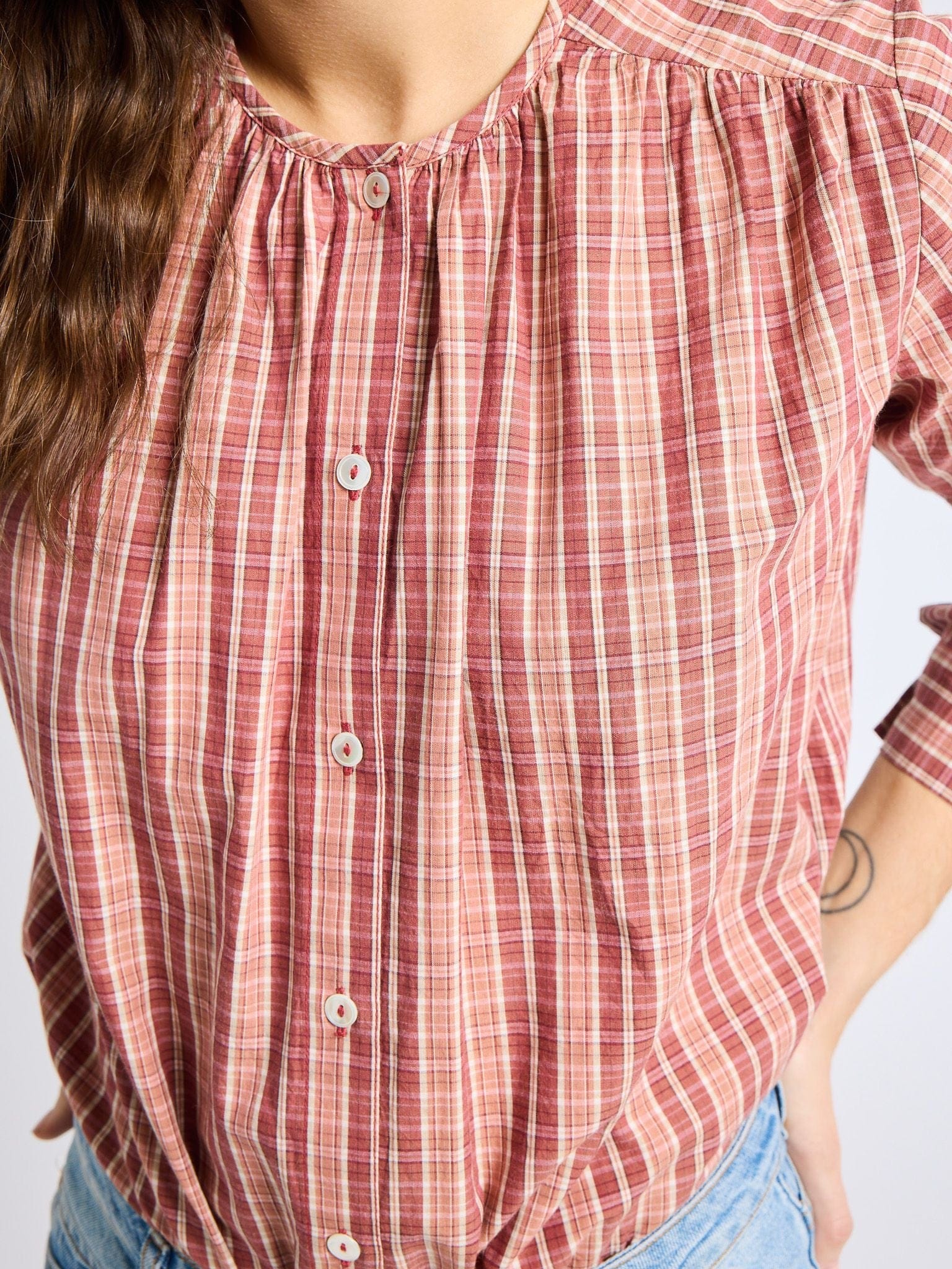 Florian Top in Rose Plaid
