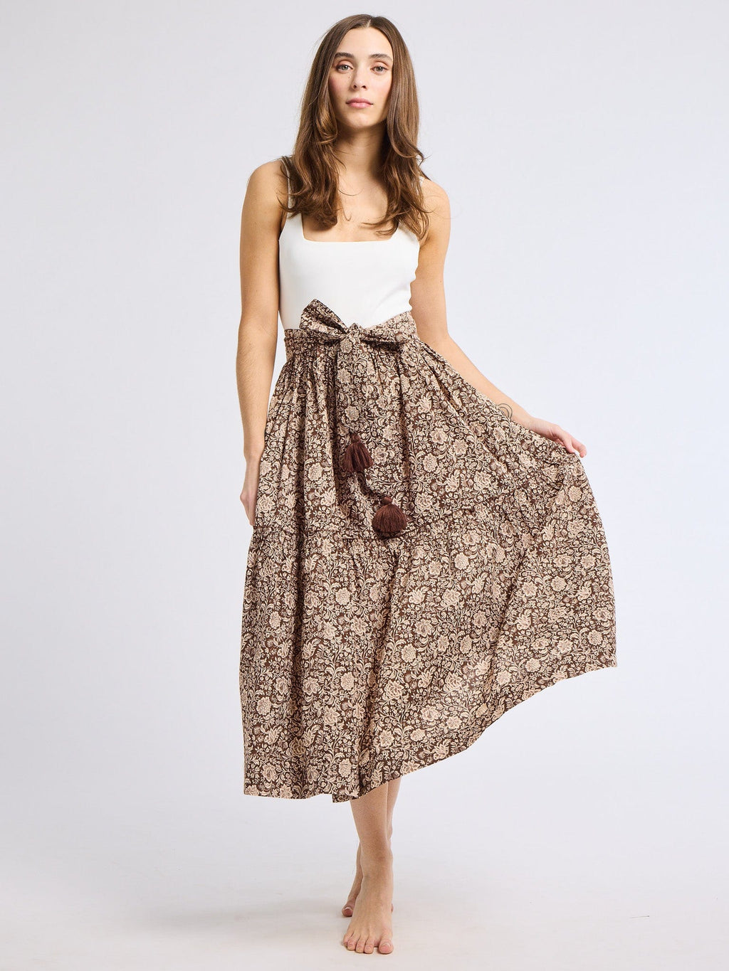 Françoise Skirt in Cocoa Floral