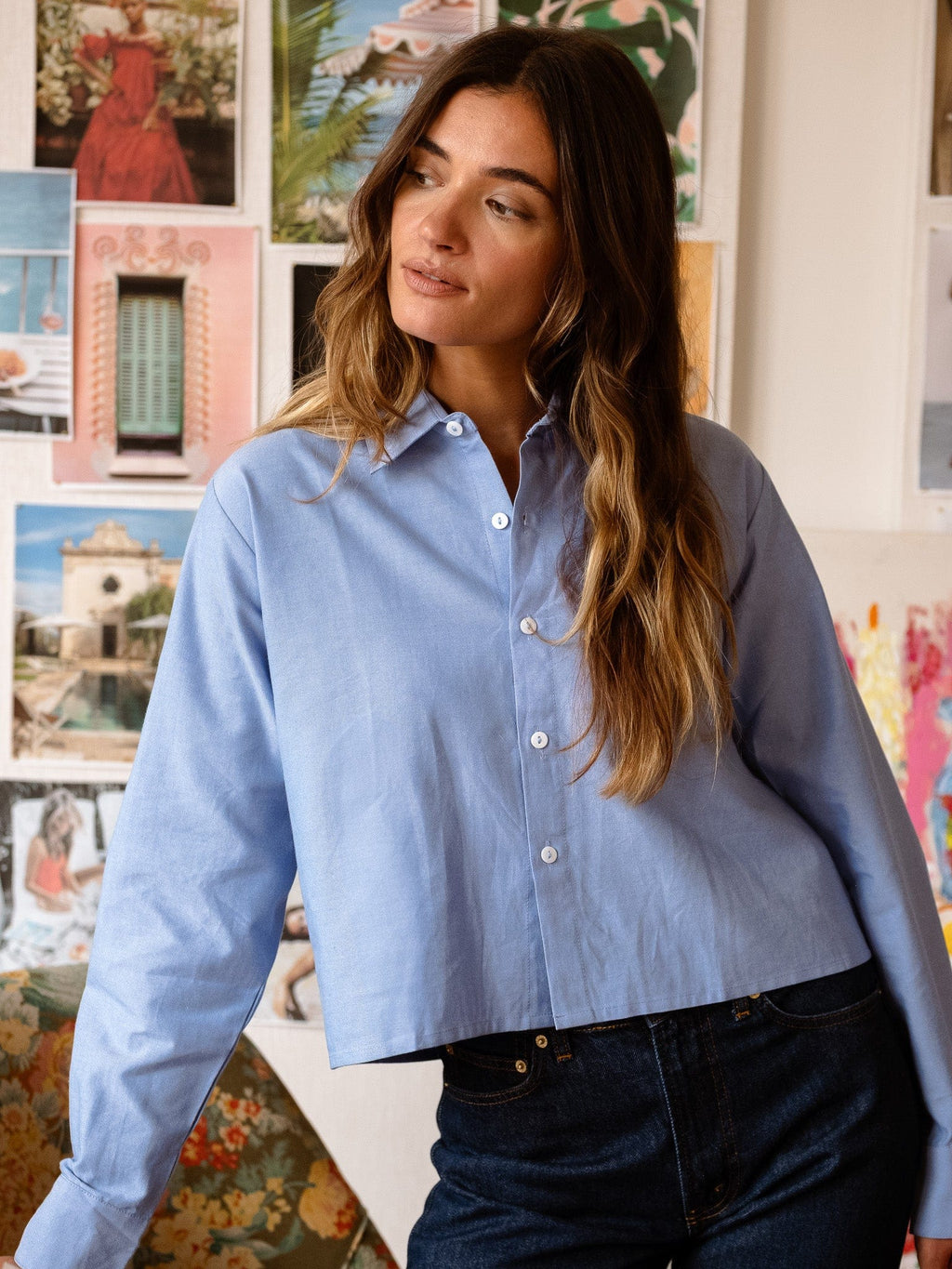 Gia Top in Blue Oxford