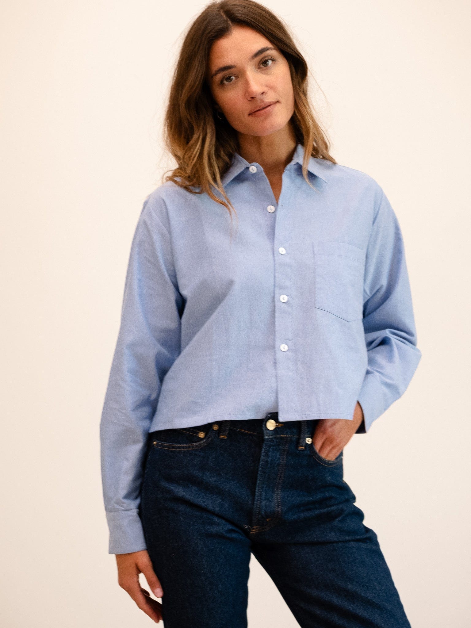 Gia Top in Blue Oxford