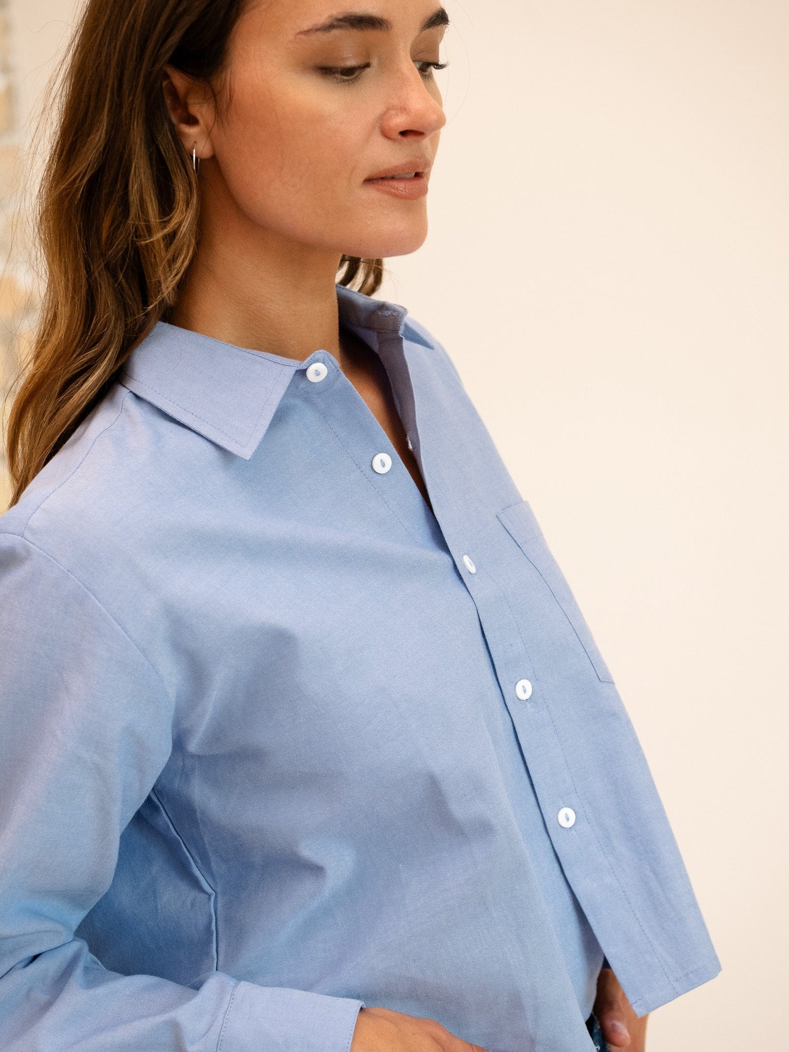 Gia Top in Blue Oxford