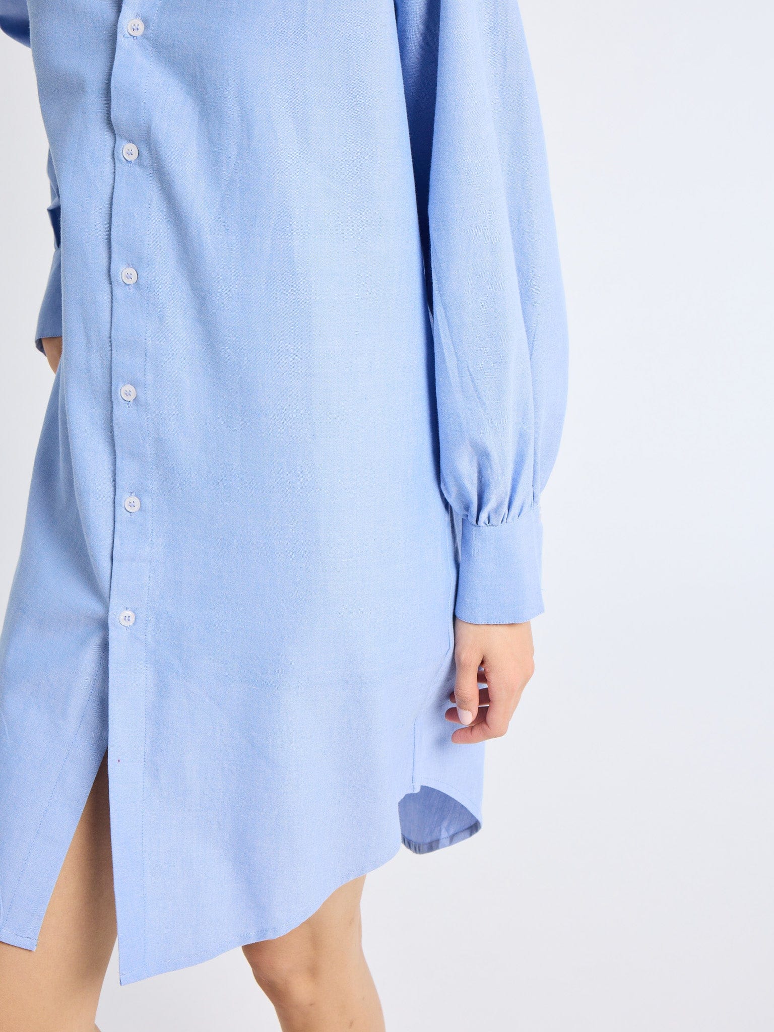 Holly Mini Dress in Blue Oxford