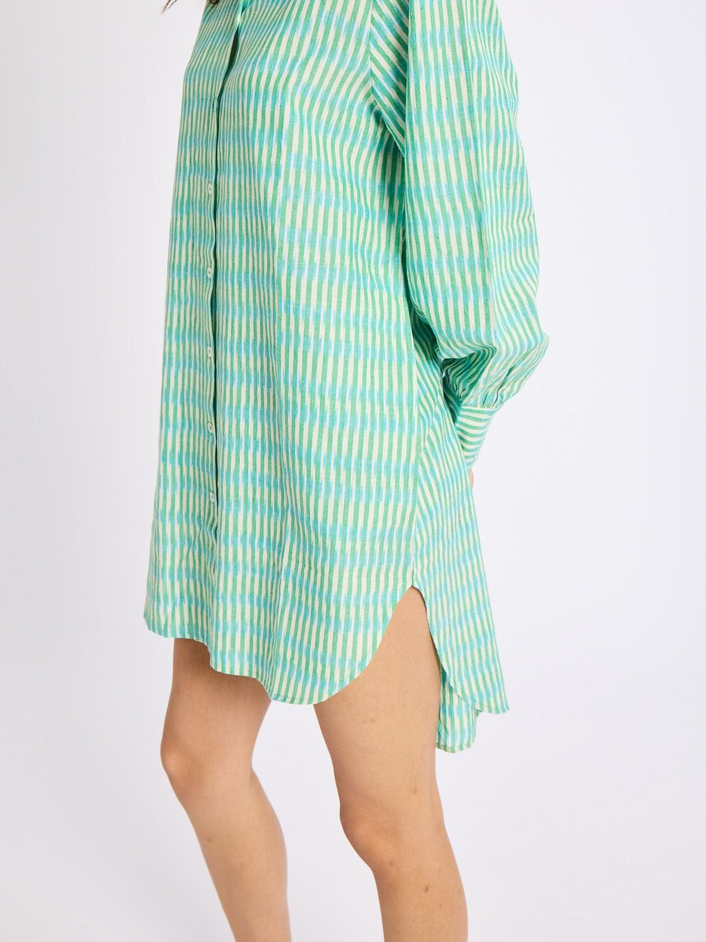 Holly Mini Dress in Green & Blue Ikat