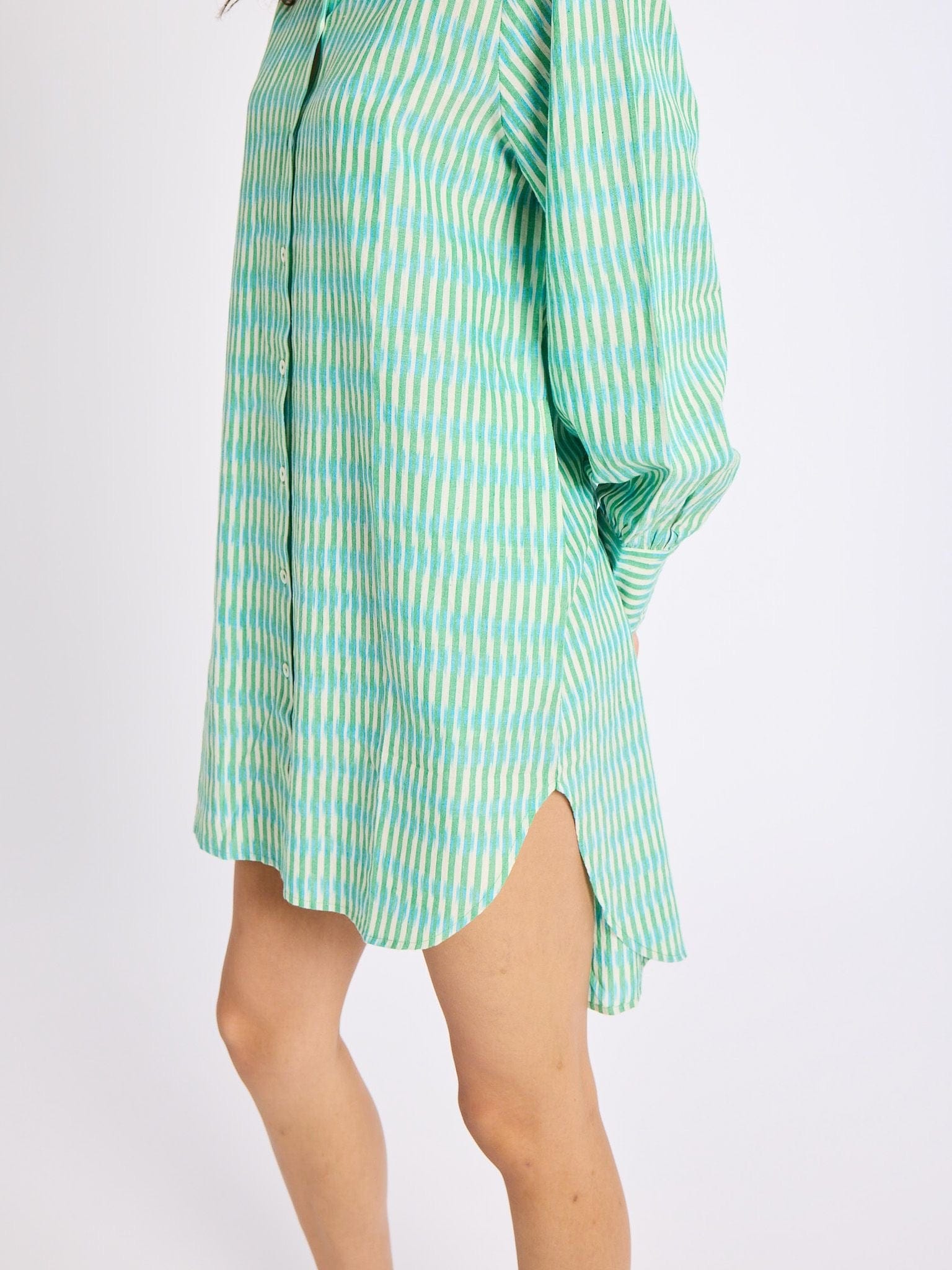 Holly Mini Dress in Green & Blue Ikat
