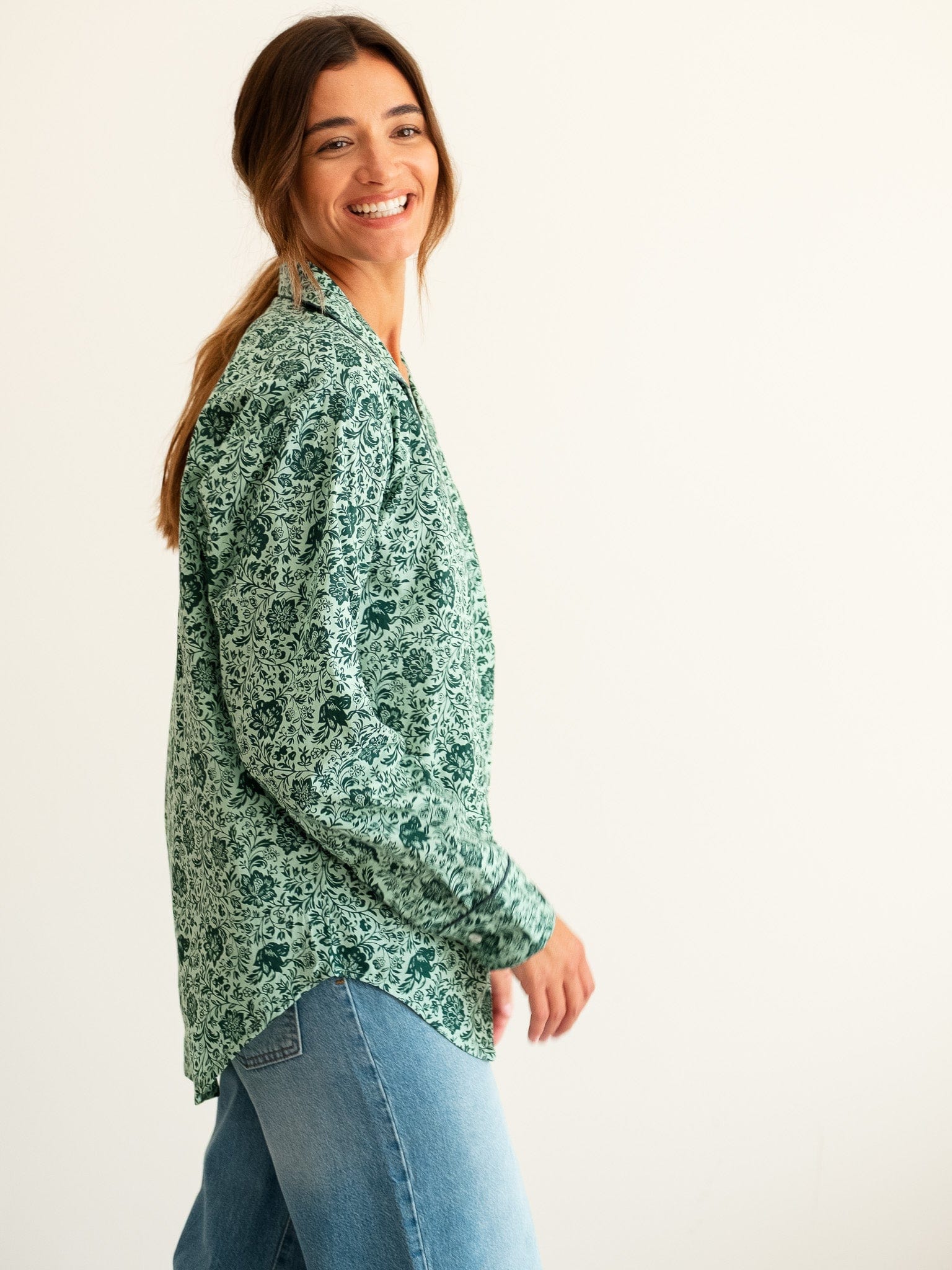 Iris Top in Jade Floral