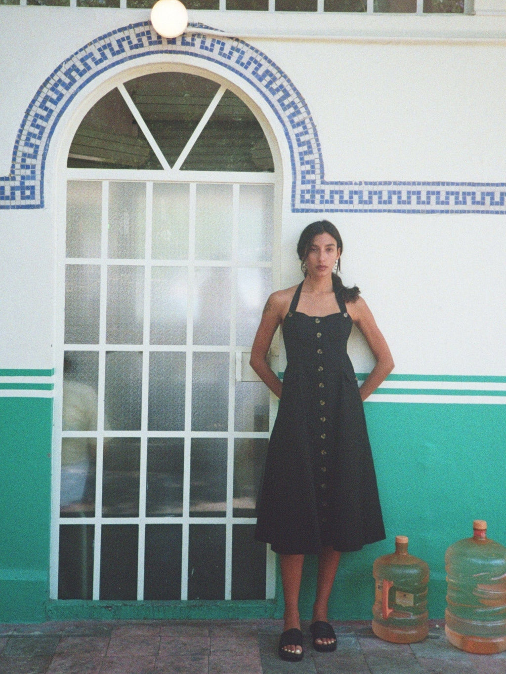 Isla Dress in Black Linen