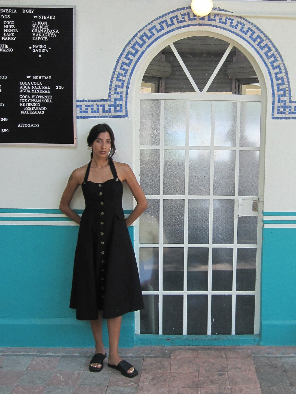 Isla Dress in Black Linen