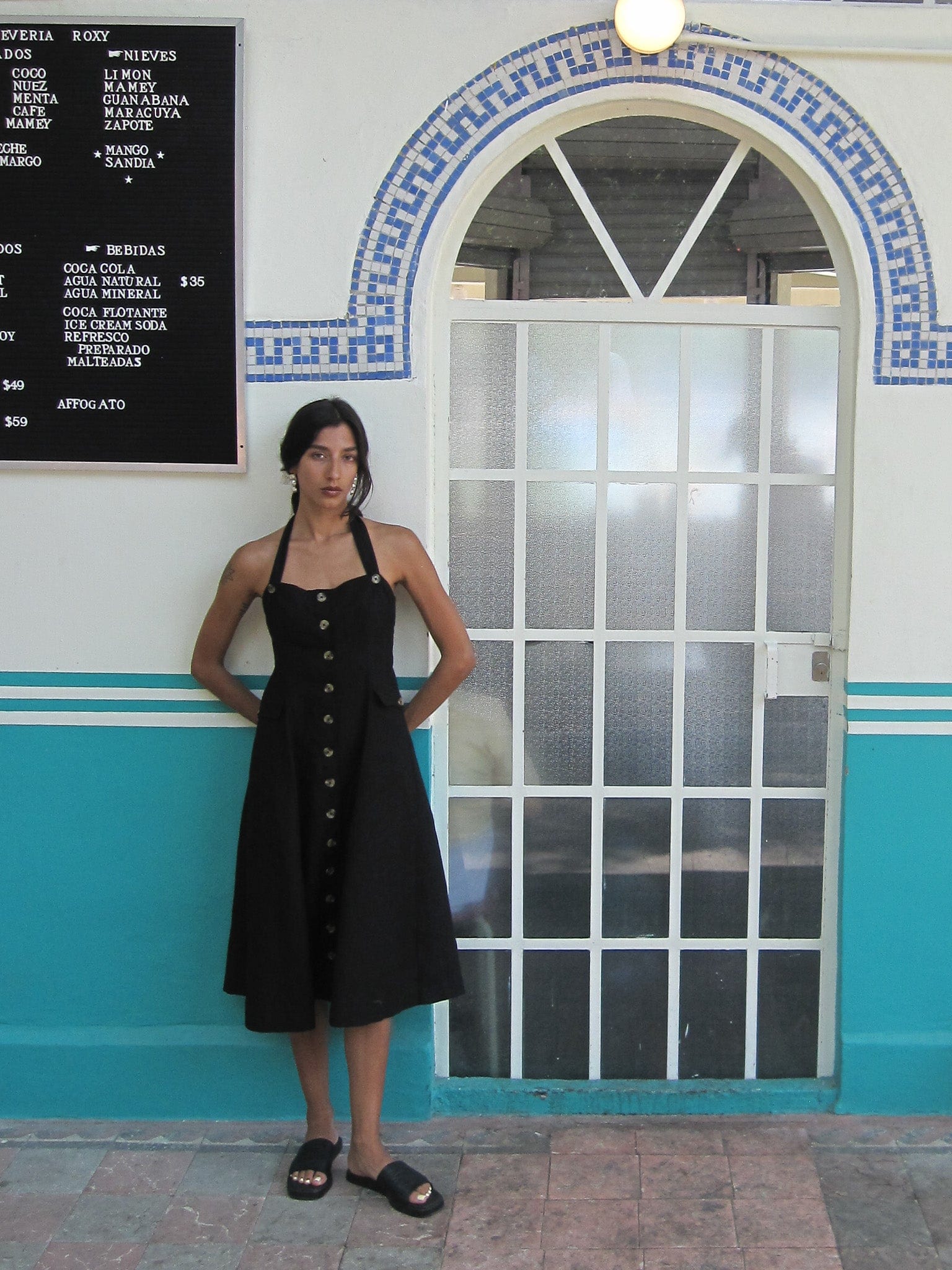 Isla Dress in Black Linen