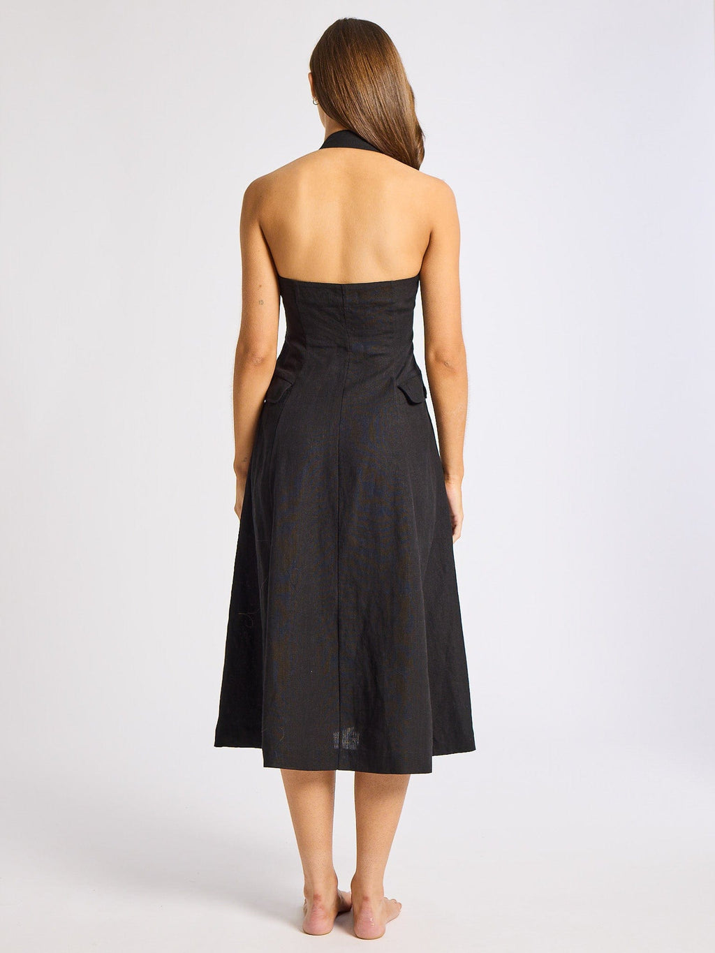 Isla Dress in Black Linen