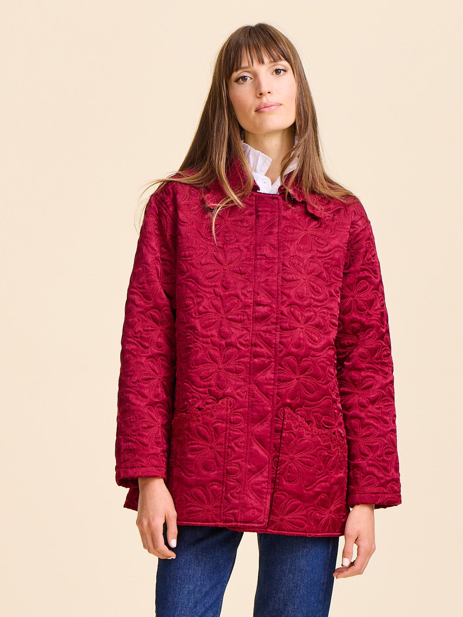 Jade Quilted Jacket in Claret