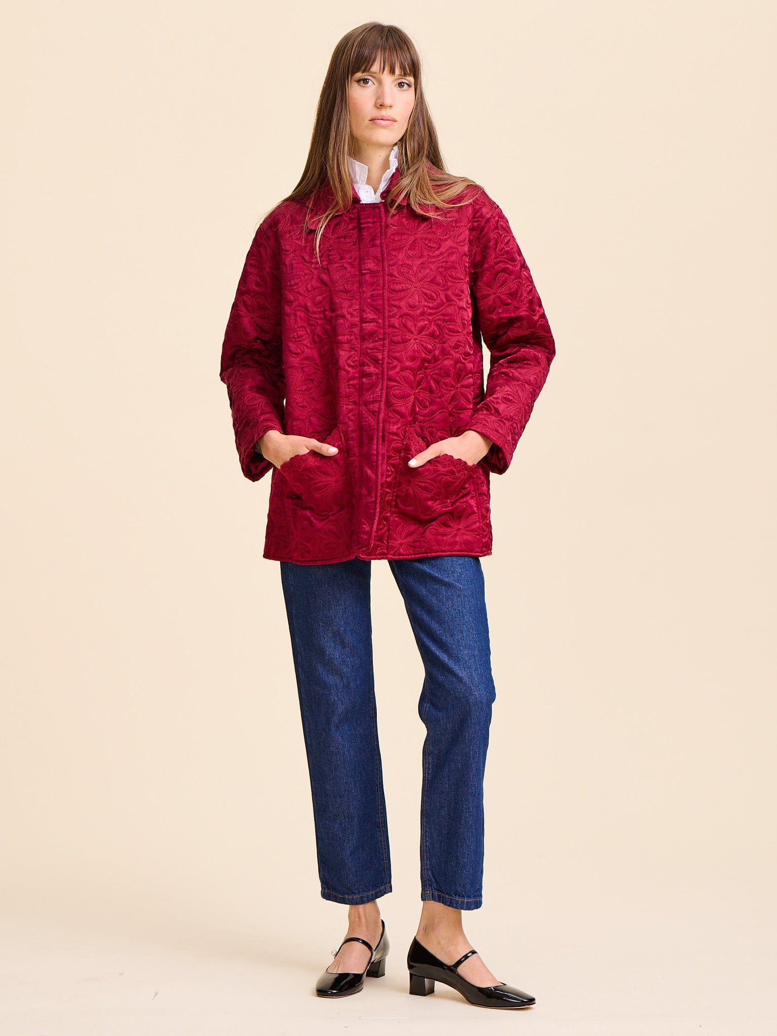 Jade Quilted Jacket in Claret