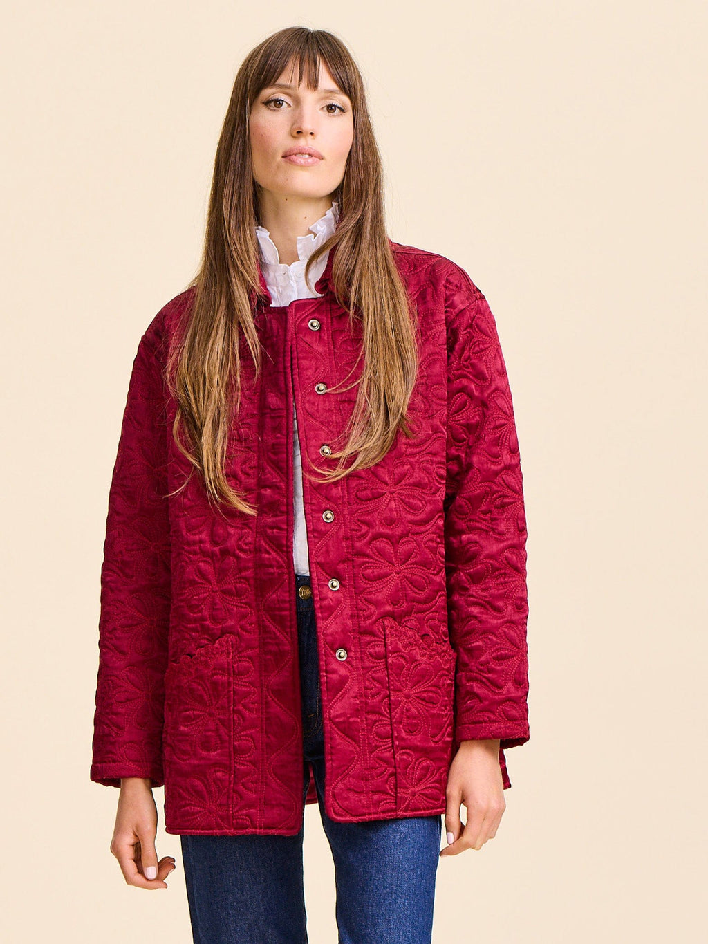 Jade Quilted Jacket in Claret