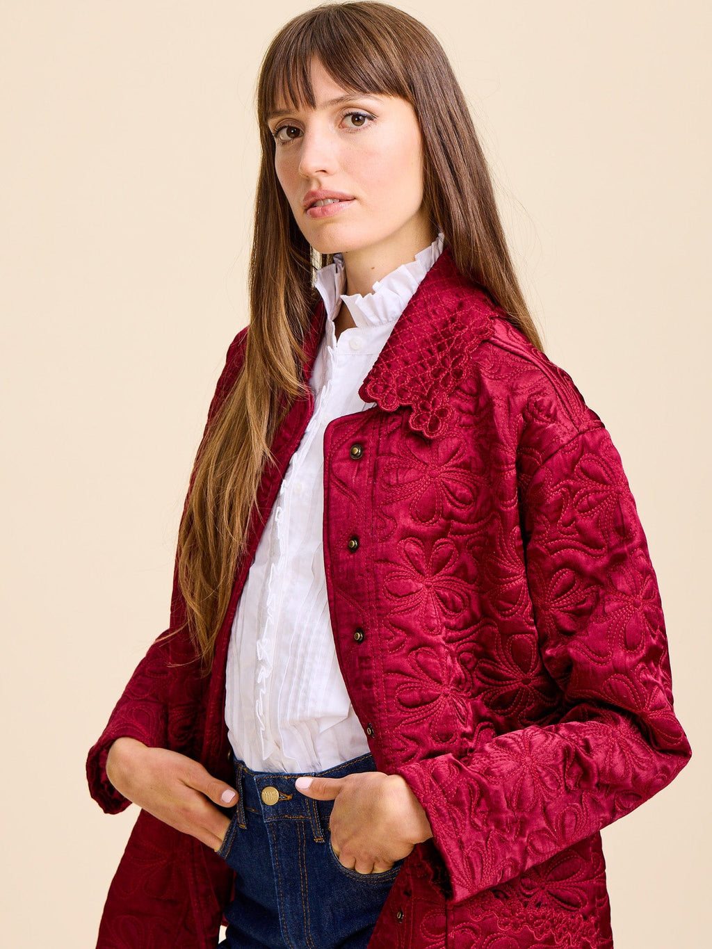 Jade Quilted Jacket in Claret