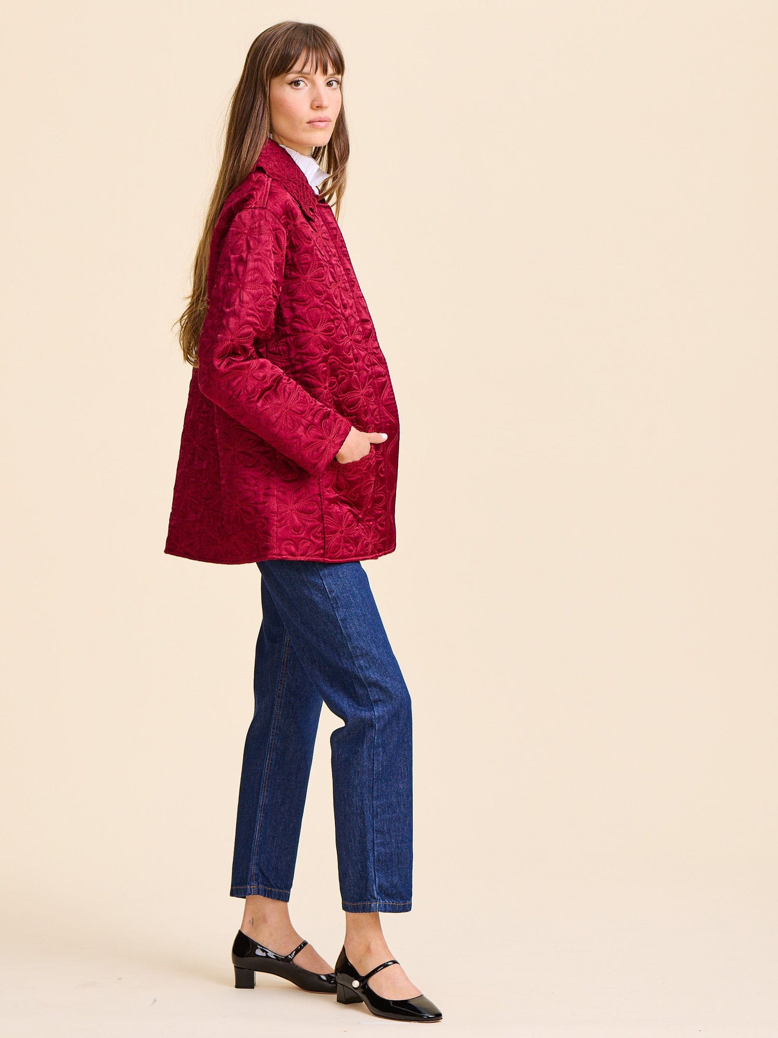 Jade Quilted Jacket in Claret