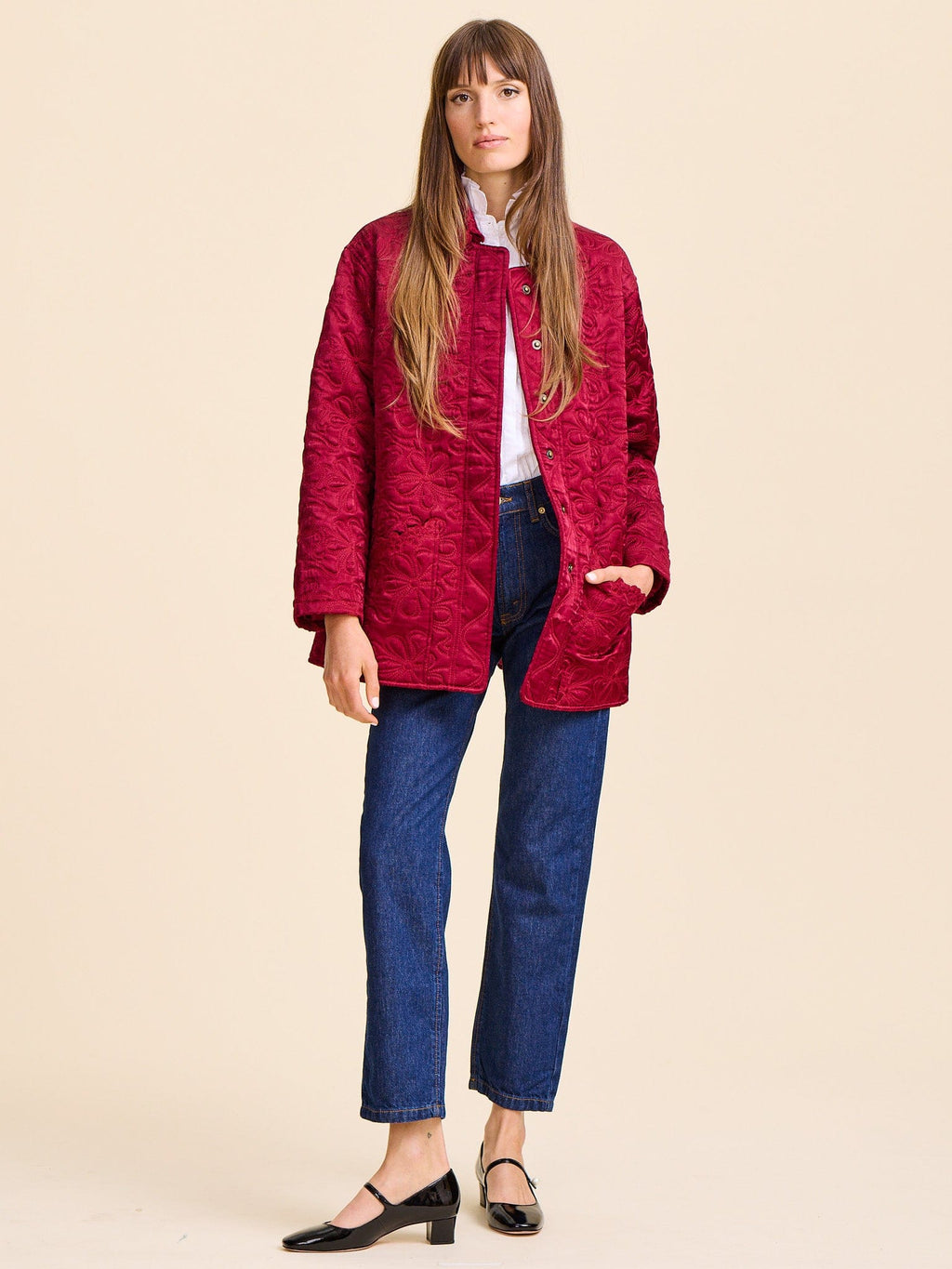 Jade Quilted Jacket in Claret