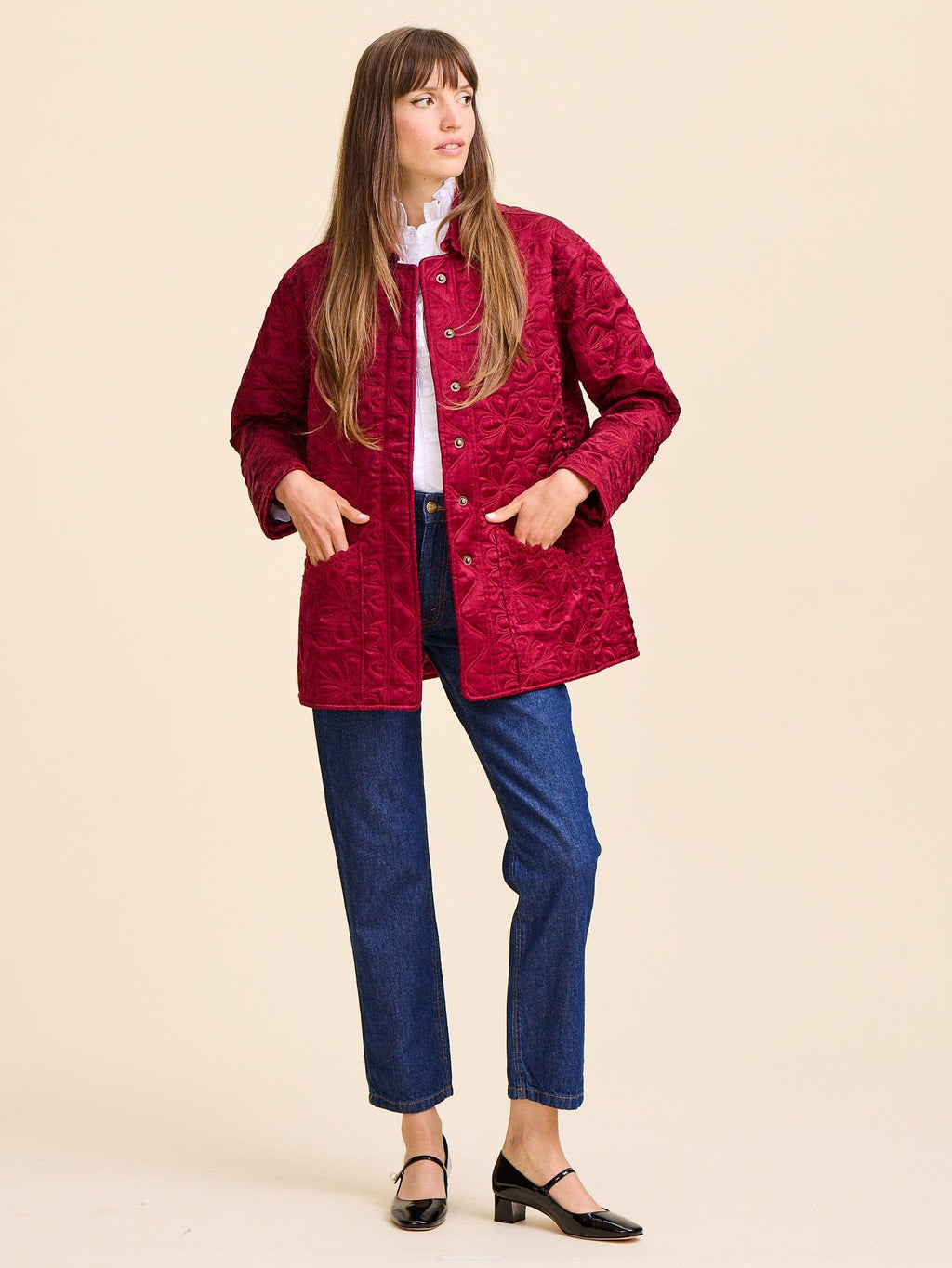 Jade Quilted Jacket in Claret