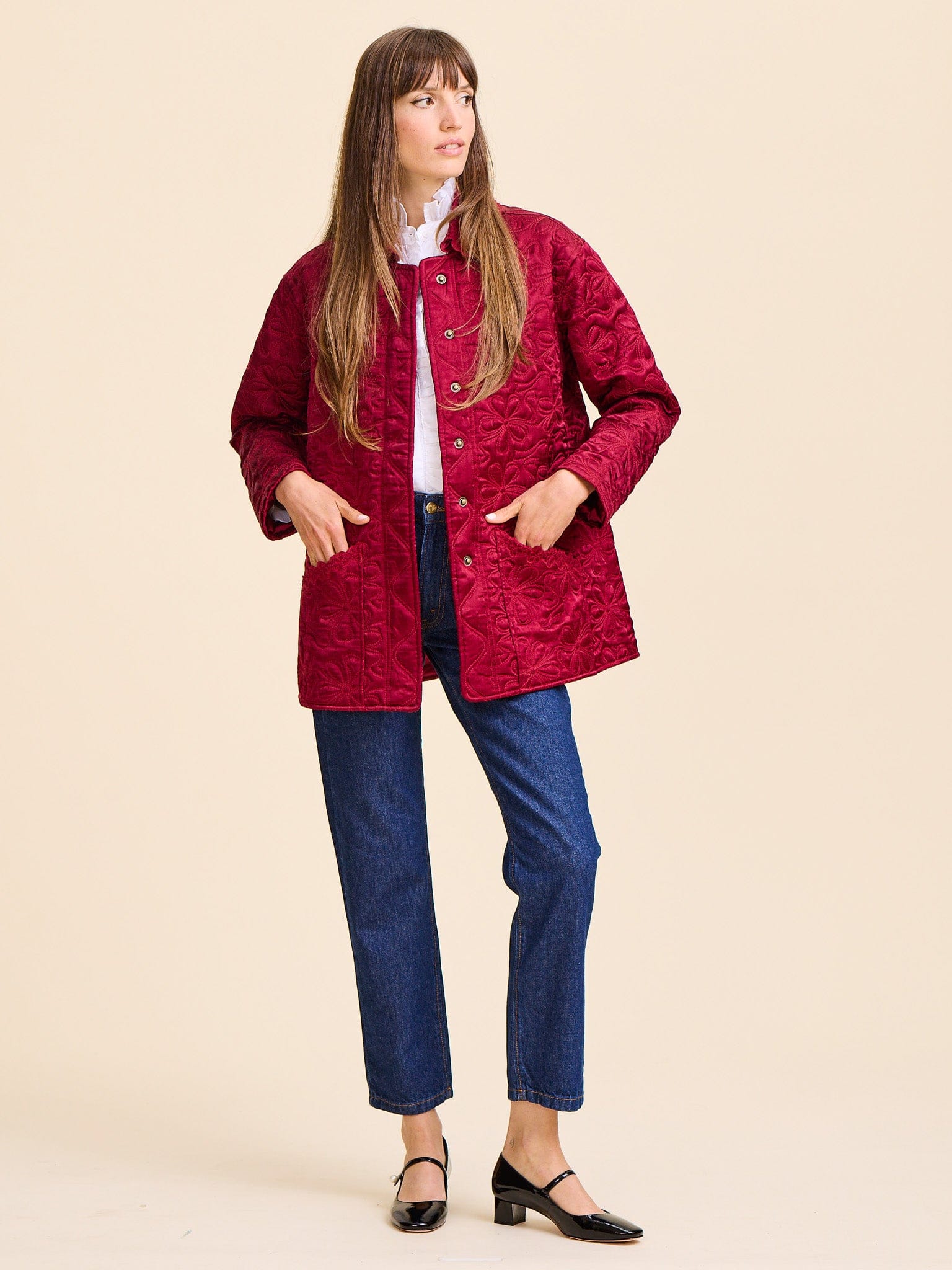 Jade Quilted Jacket in Claret