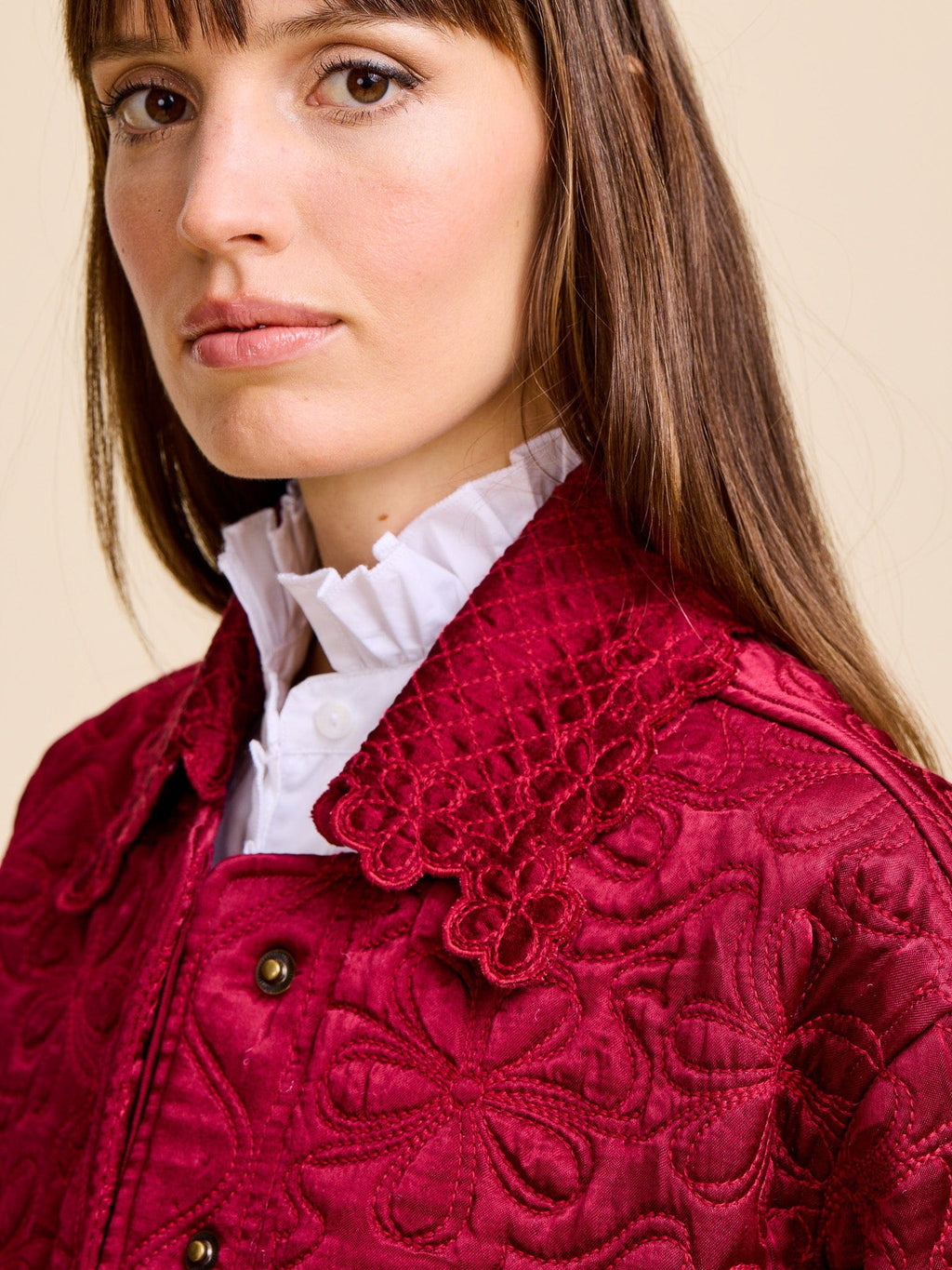 Jade Quilted Jacket in Claret