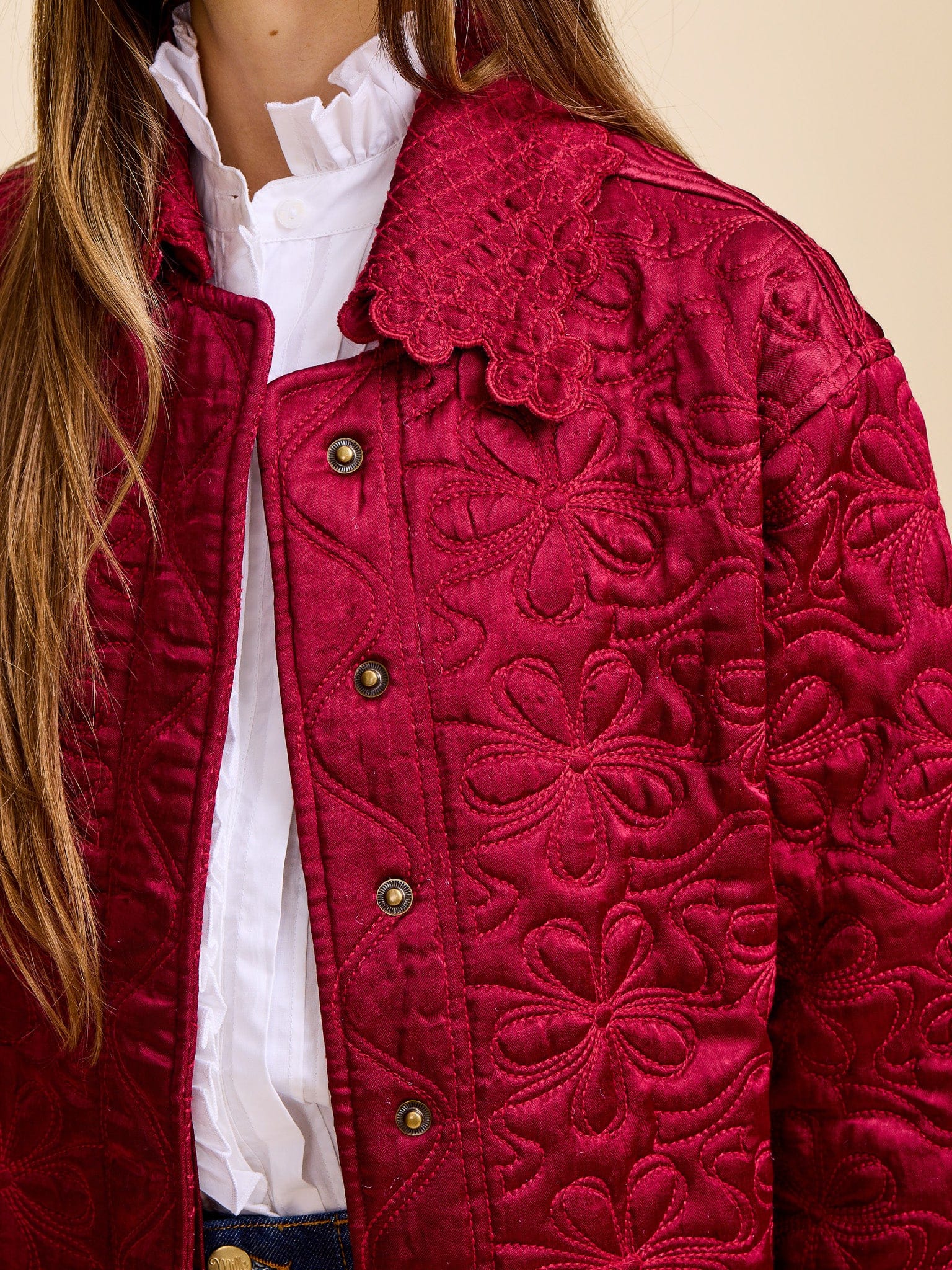 Jade Quilted Jacket in Claret