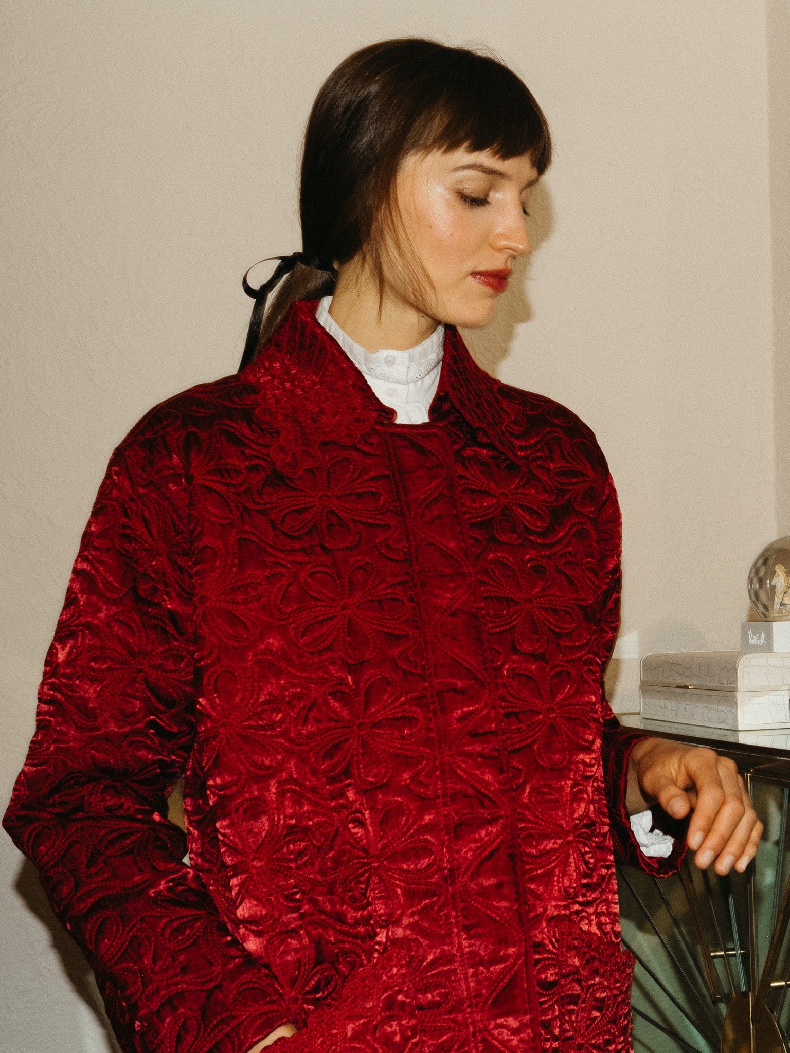 Jade Quilted Jacket in Claret