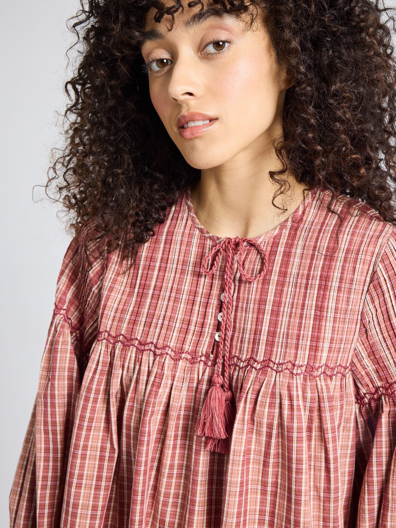 Jules Dress in Rose Plaid