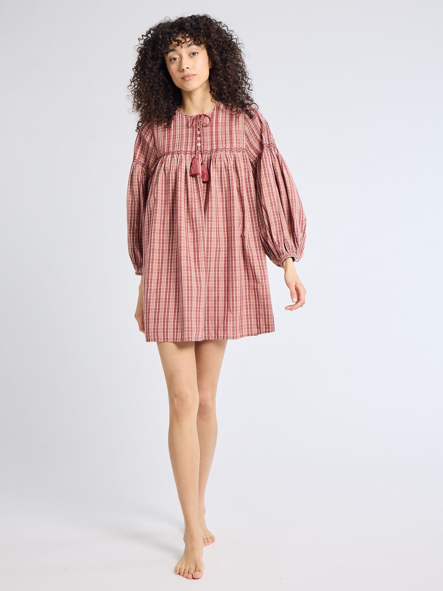 Jules Dress in Rose Plaid