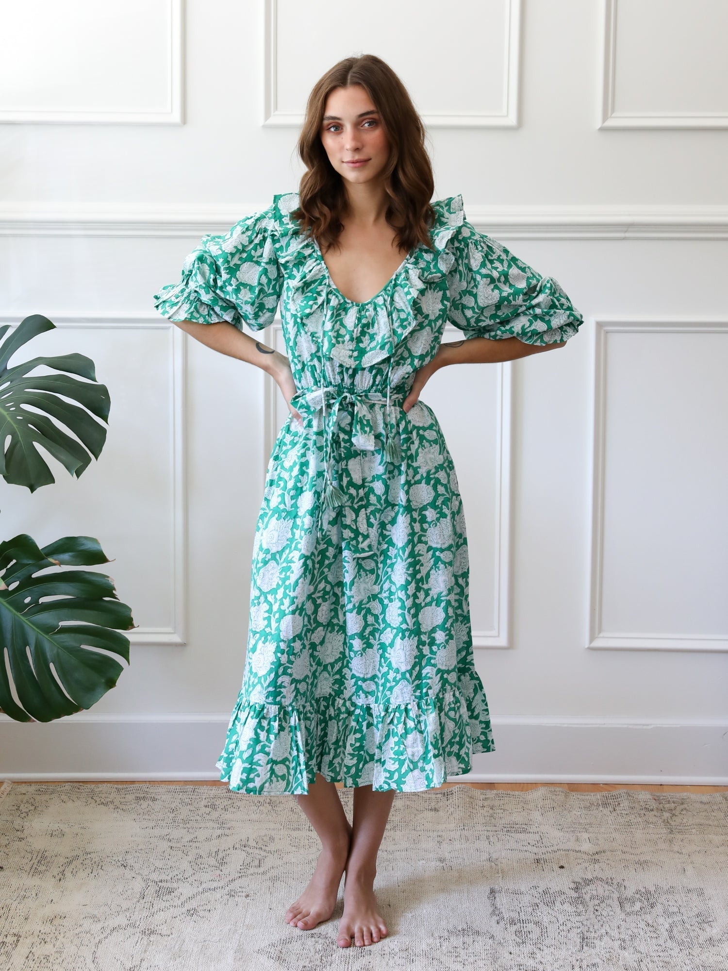 June Dress in Green Zinnia
