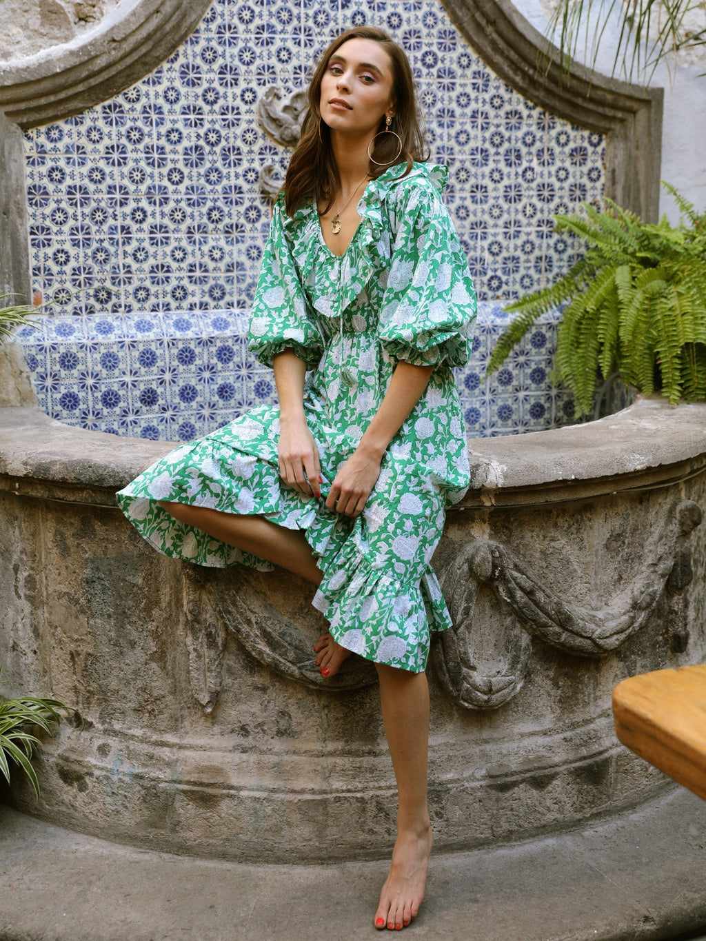 June Dress in Green Zinnia