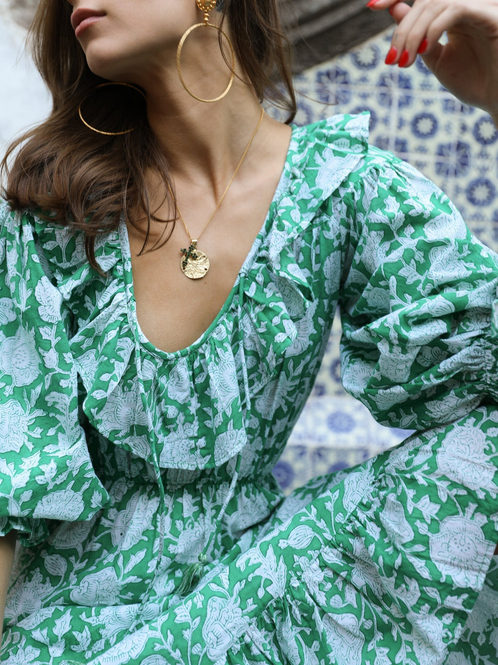 June Dress in Green Zinnia