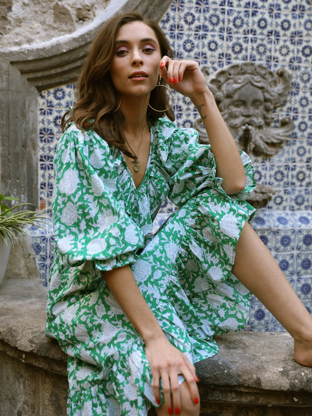 June Dress in Green Zinnia