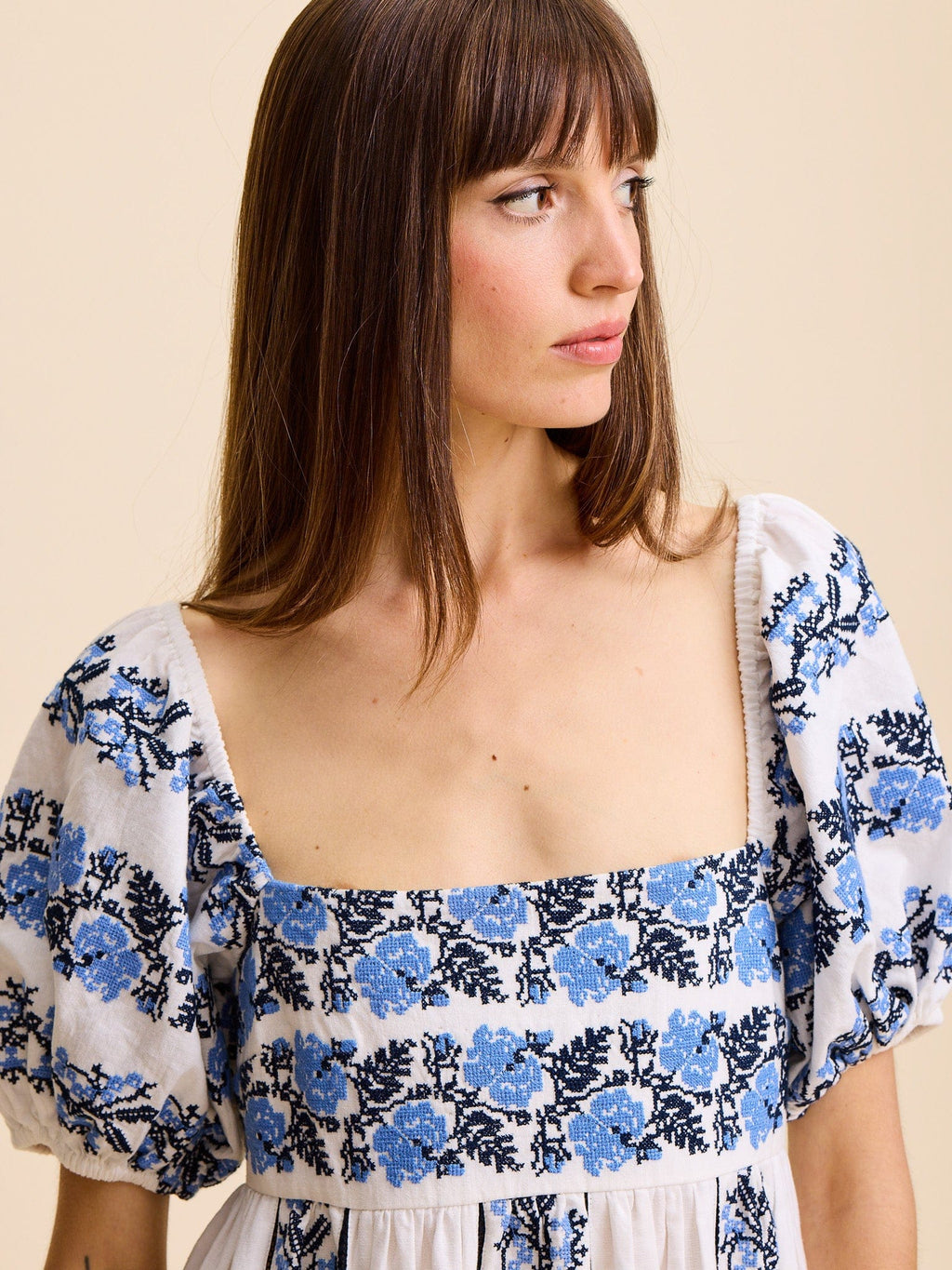 Kaiya Dress in Santorini Embroidery