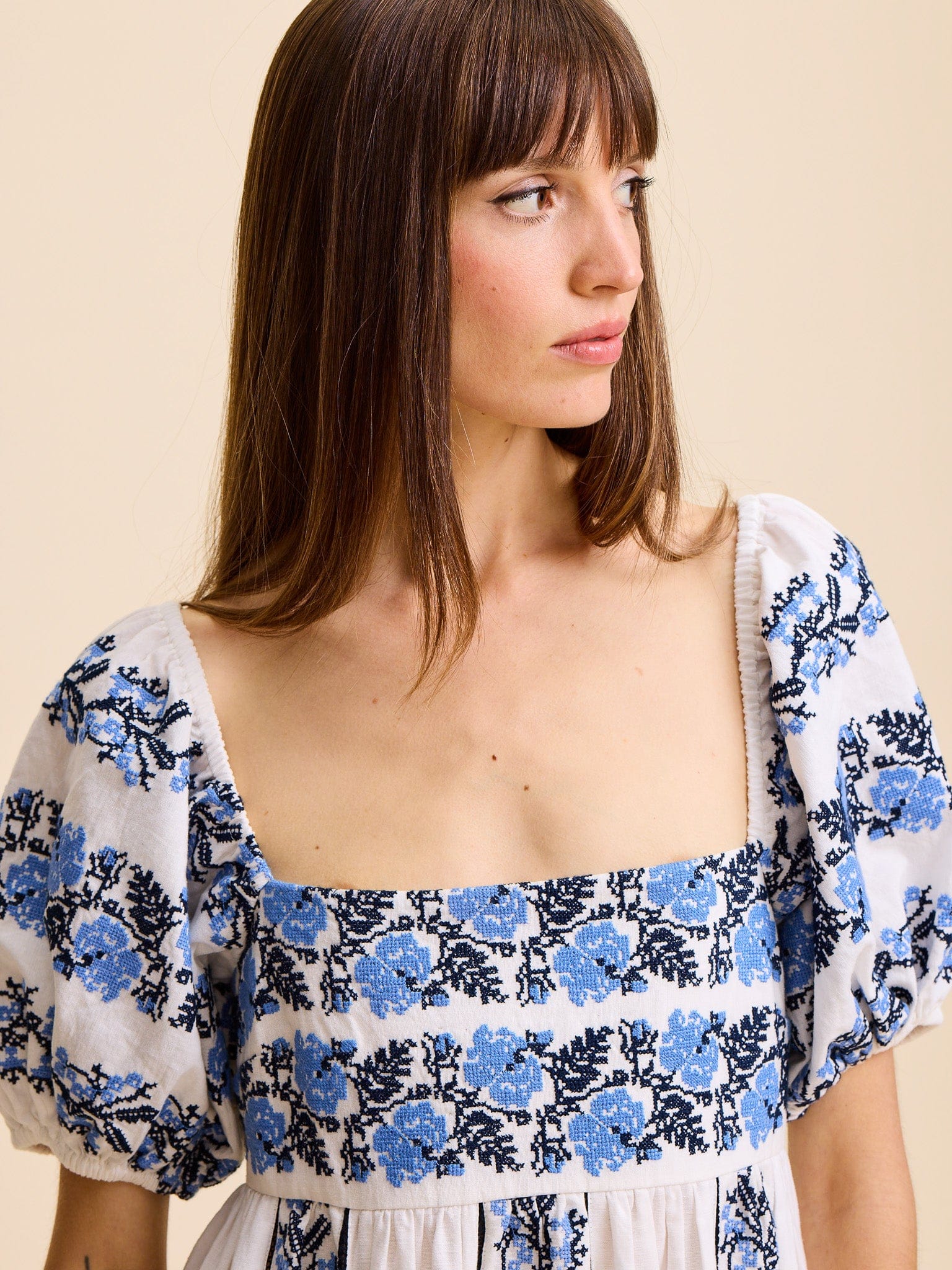 Kaiya Dress in Santorini Embroidery