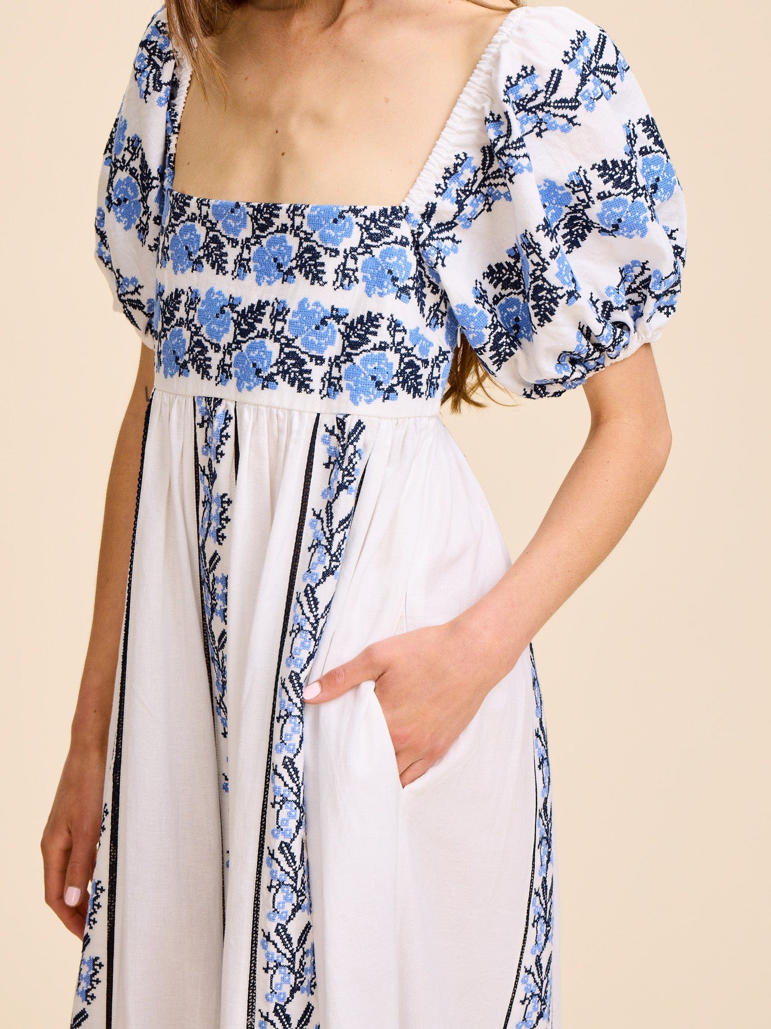 Kaiya Dress in Santorini Embroidery