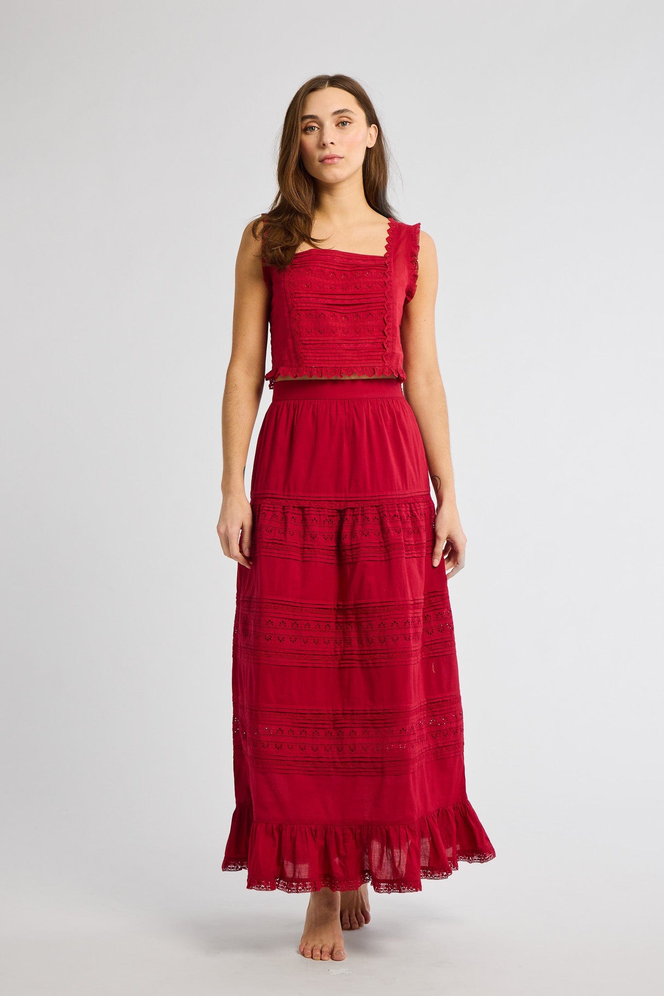 Leni Skirt in Cherry Lace