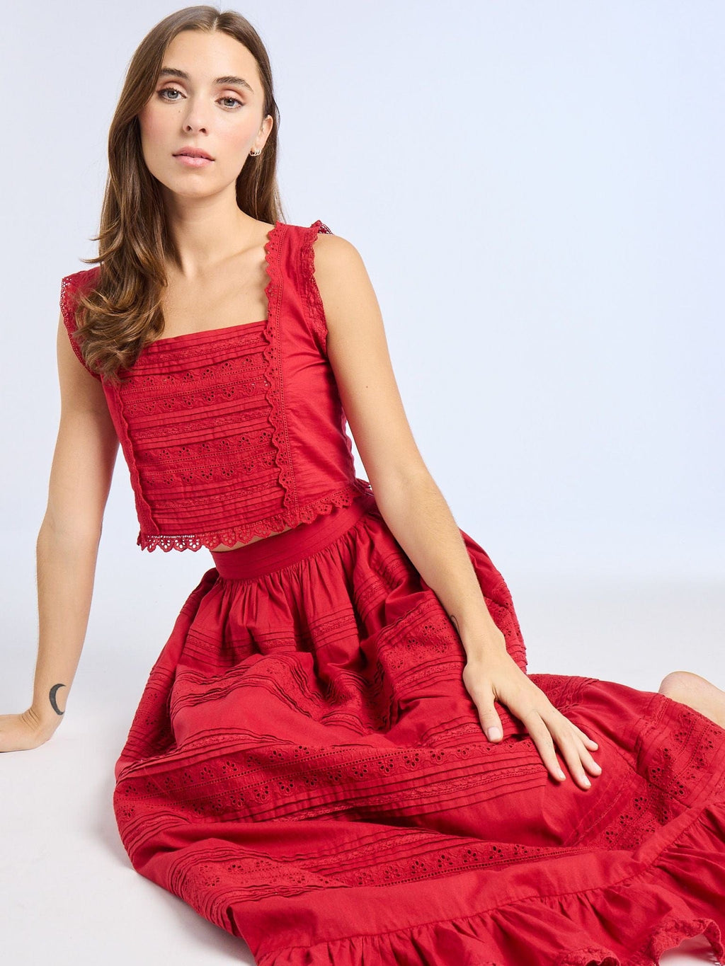 Bessie Top in Cherry Lace