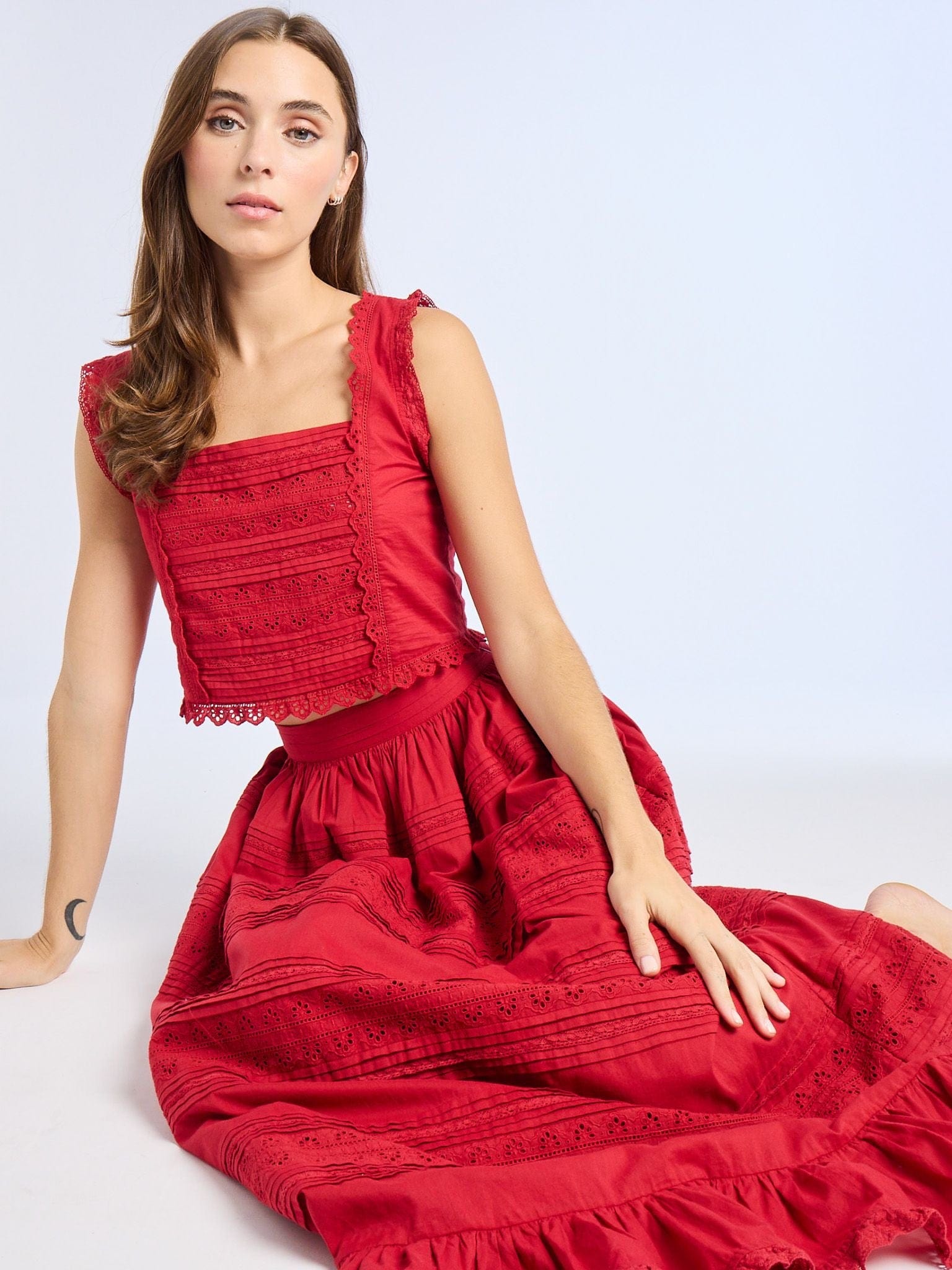 Bessie Top in Cherry Lace
