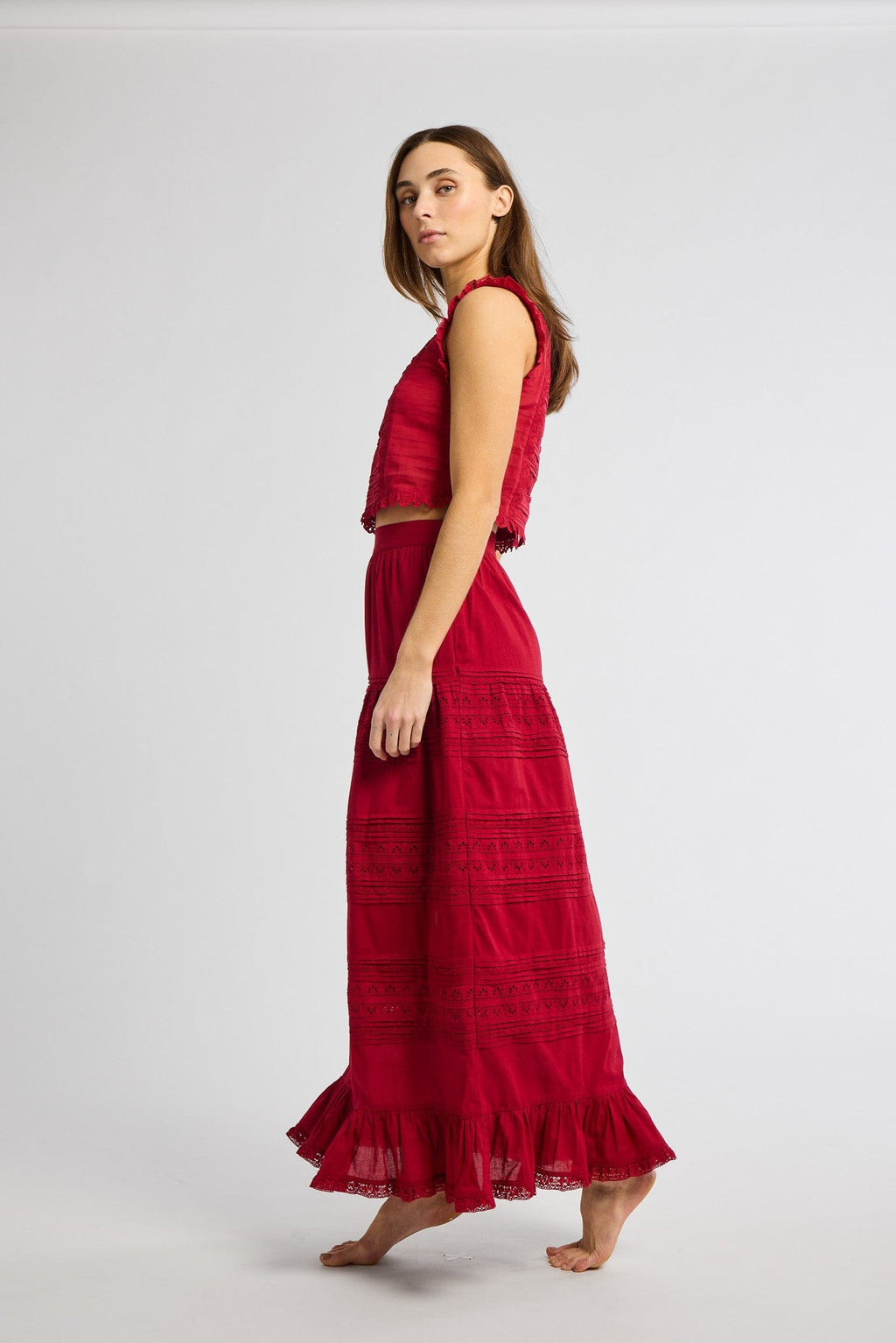 Leni Skirt in Cherry Lace