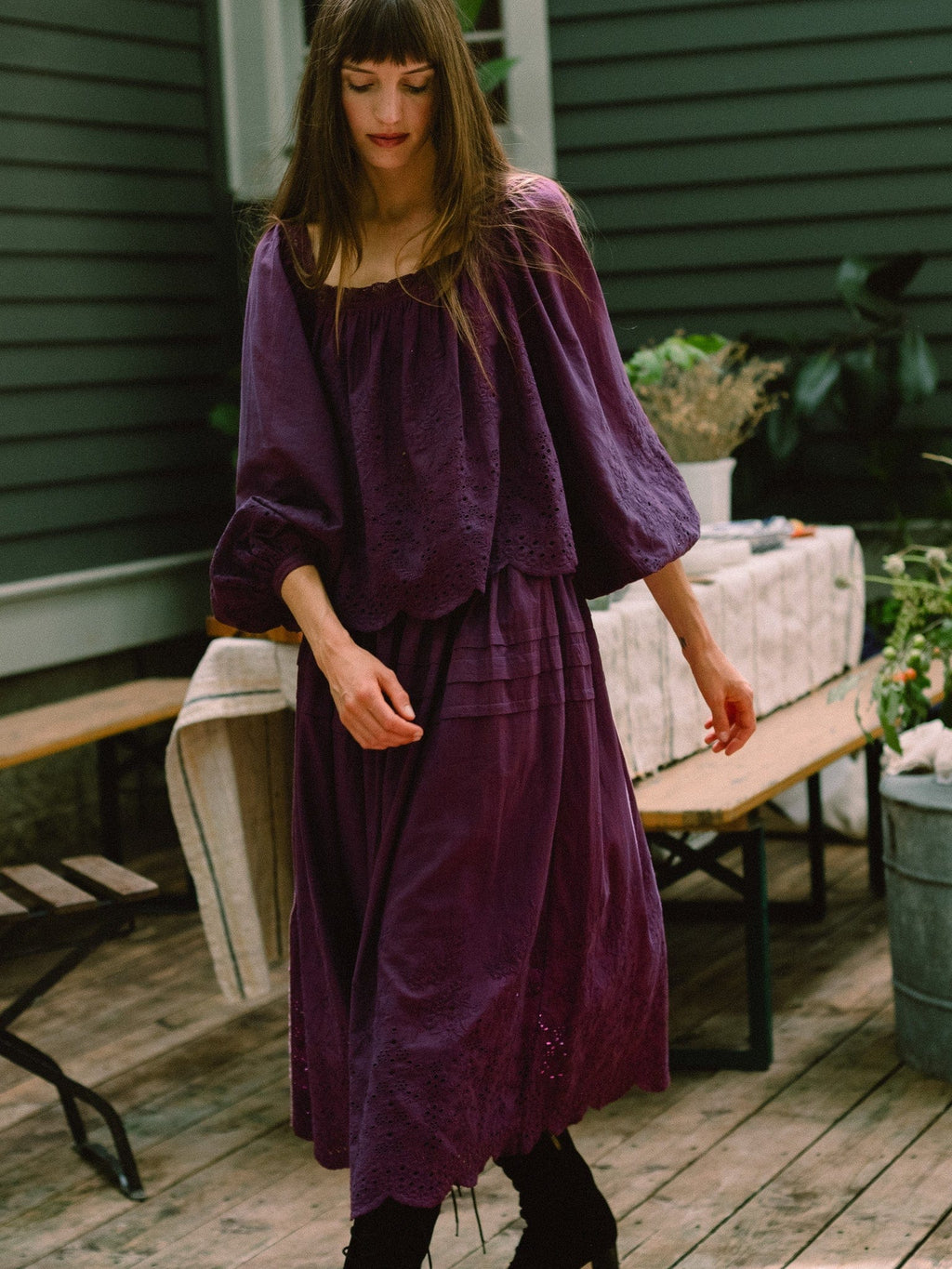 Leonie Skirt in Plum Eyelet