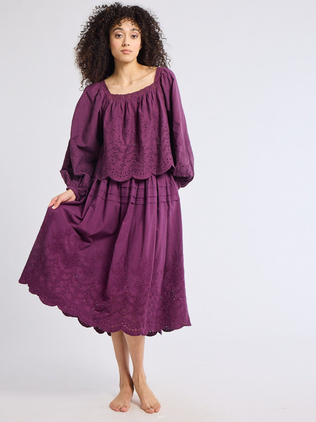 Leonie Skirt in Plum Eyelet