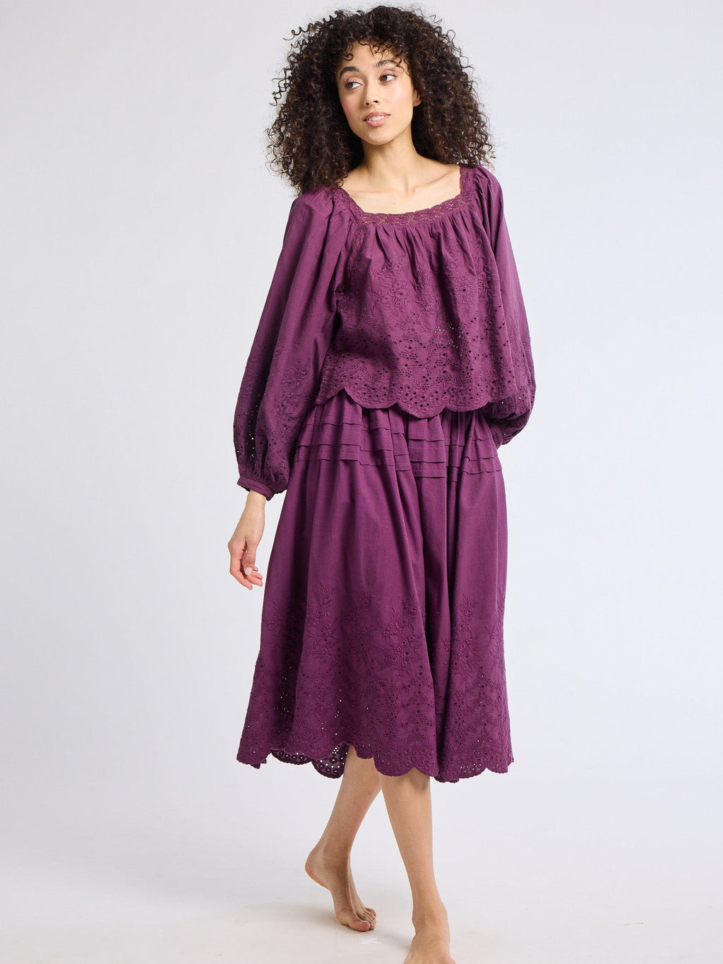 Leonie Skirt in Plum Eyelet