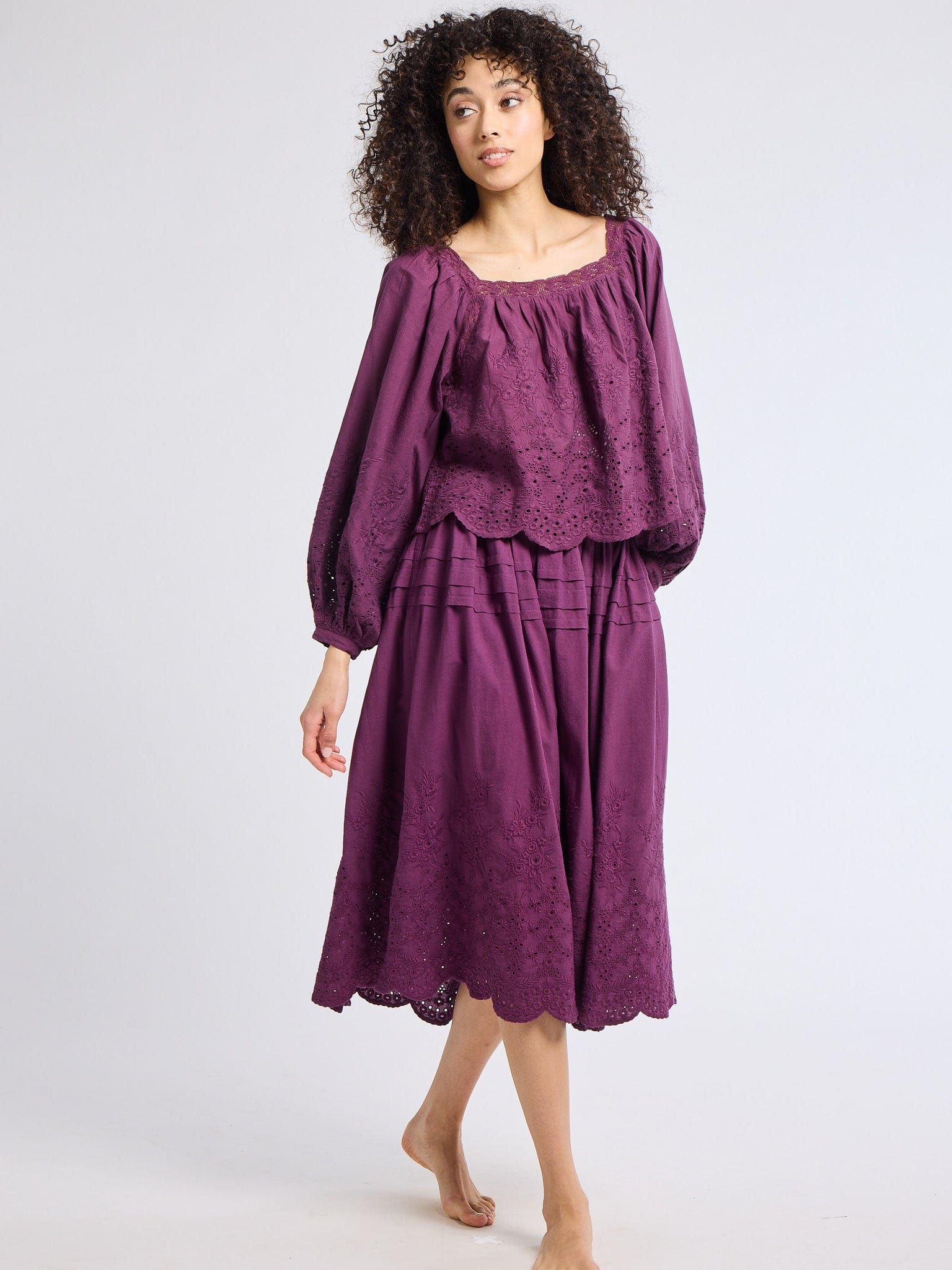 Leonie Skirt in Plum Eyelet