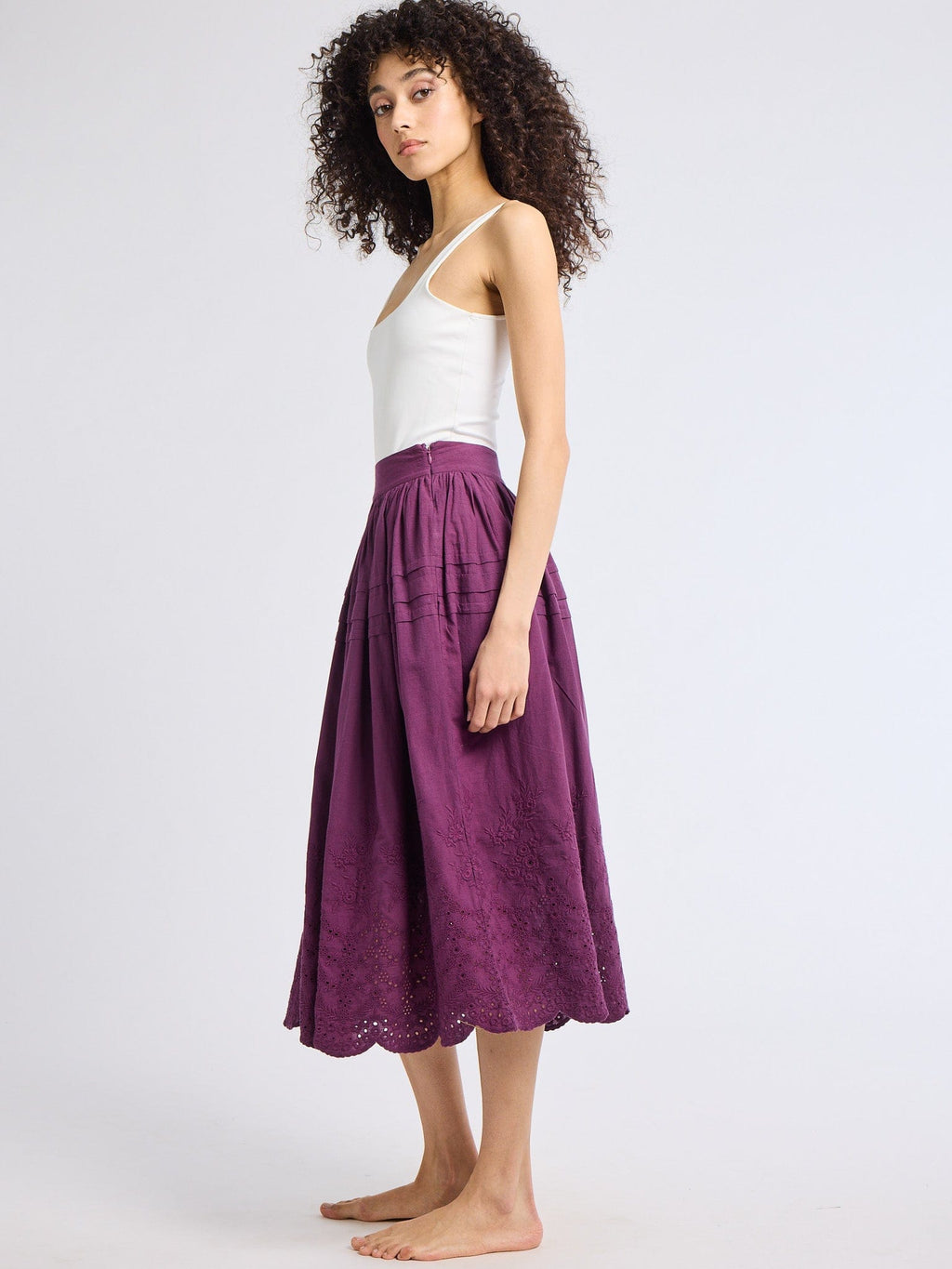 Leonie Skirt in Plum Eyelet