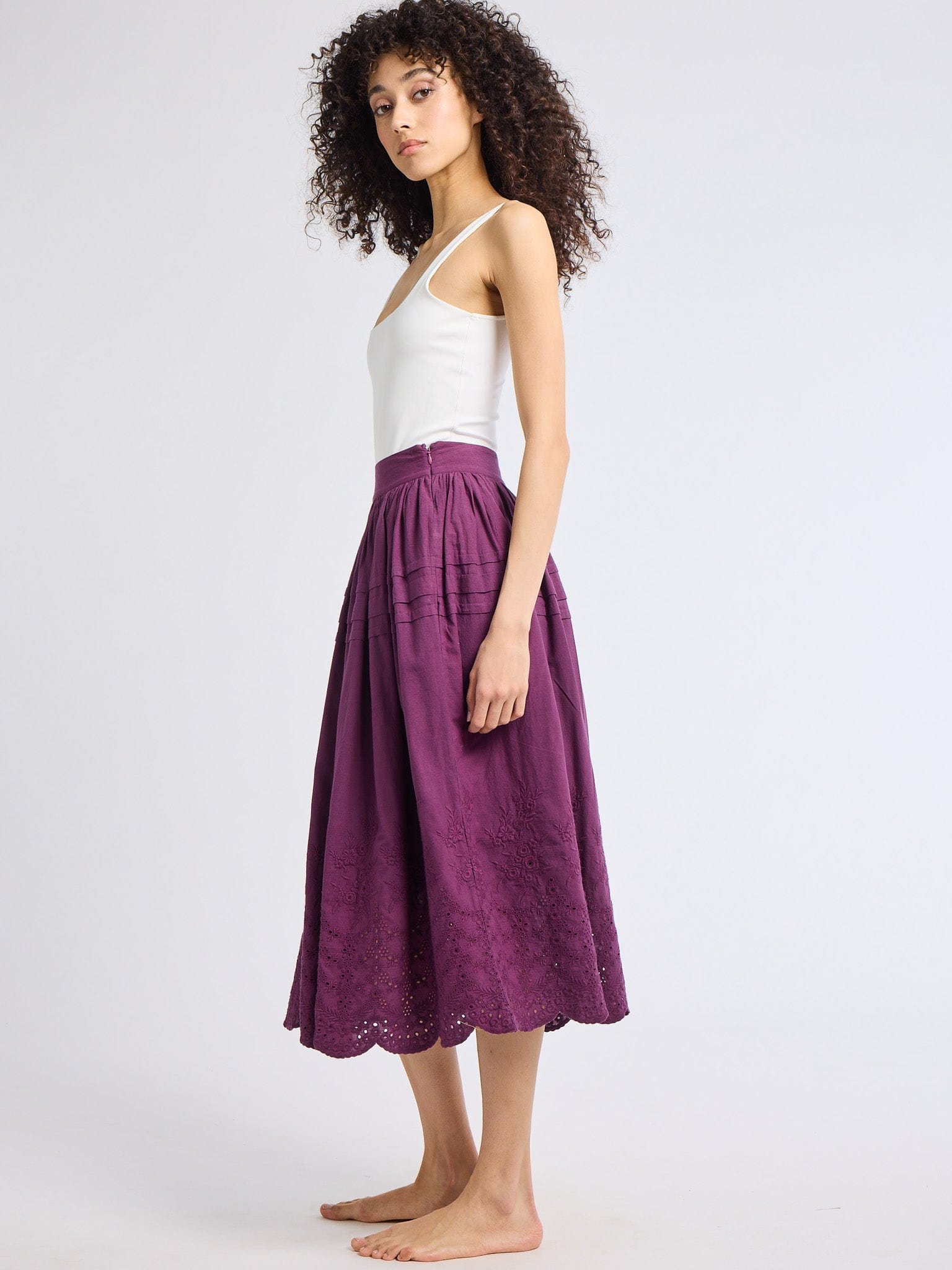Leonie Skirt in Plum Eyelet