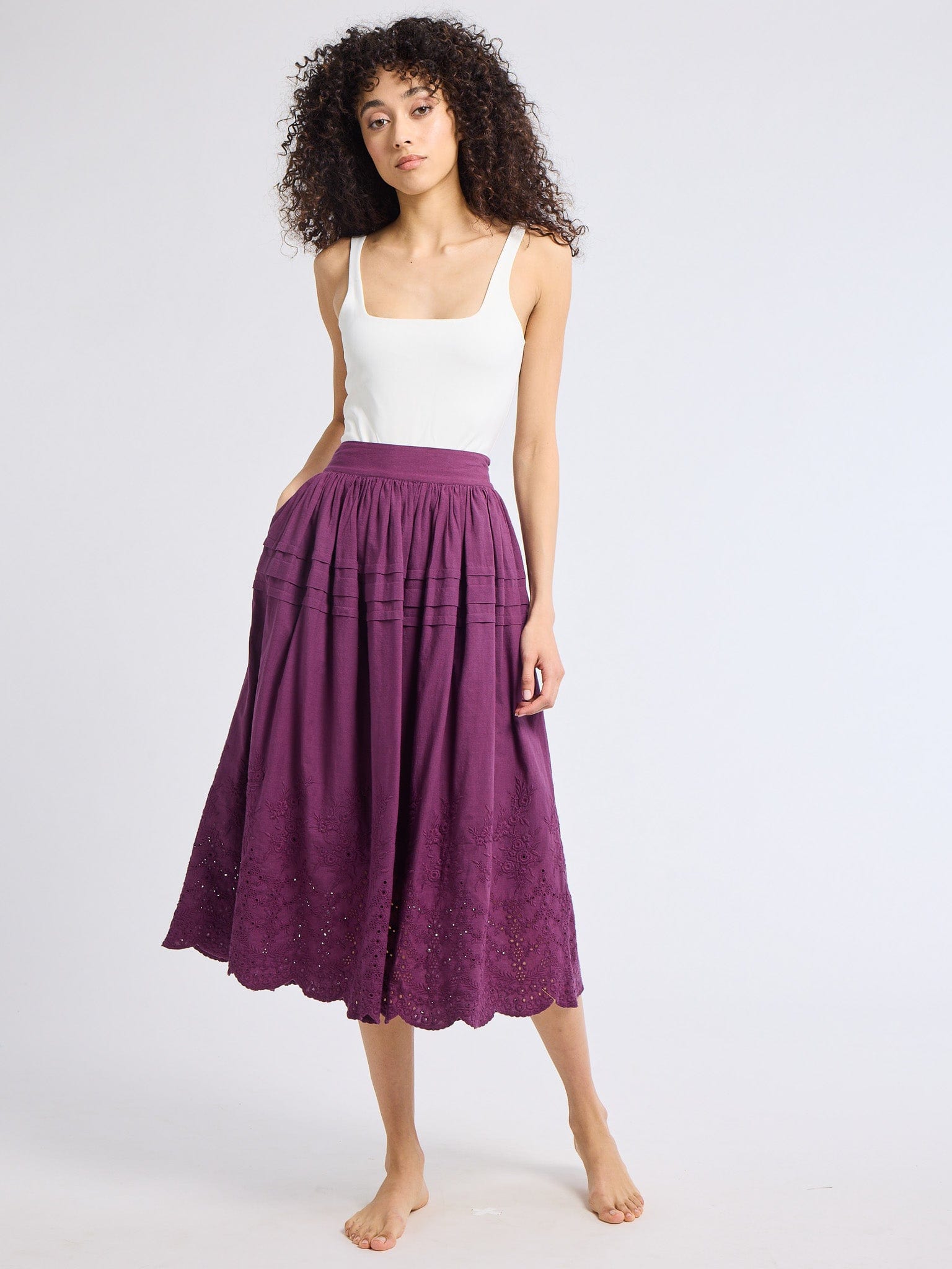 Leonie Skirt in Plum Eyelet