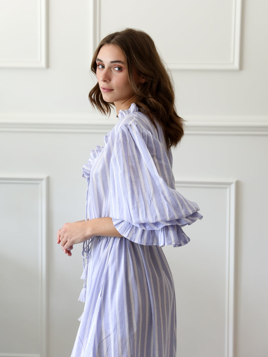 Linnea Dress in Periwinkle Stripe