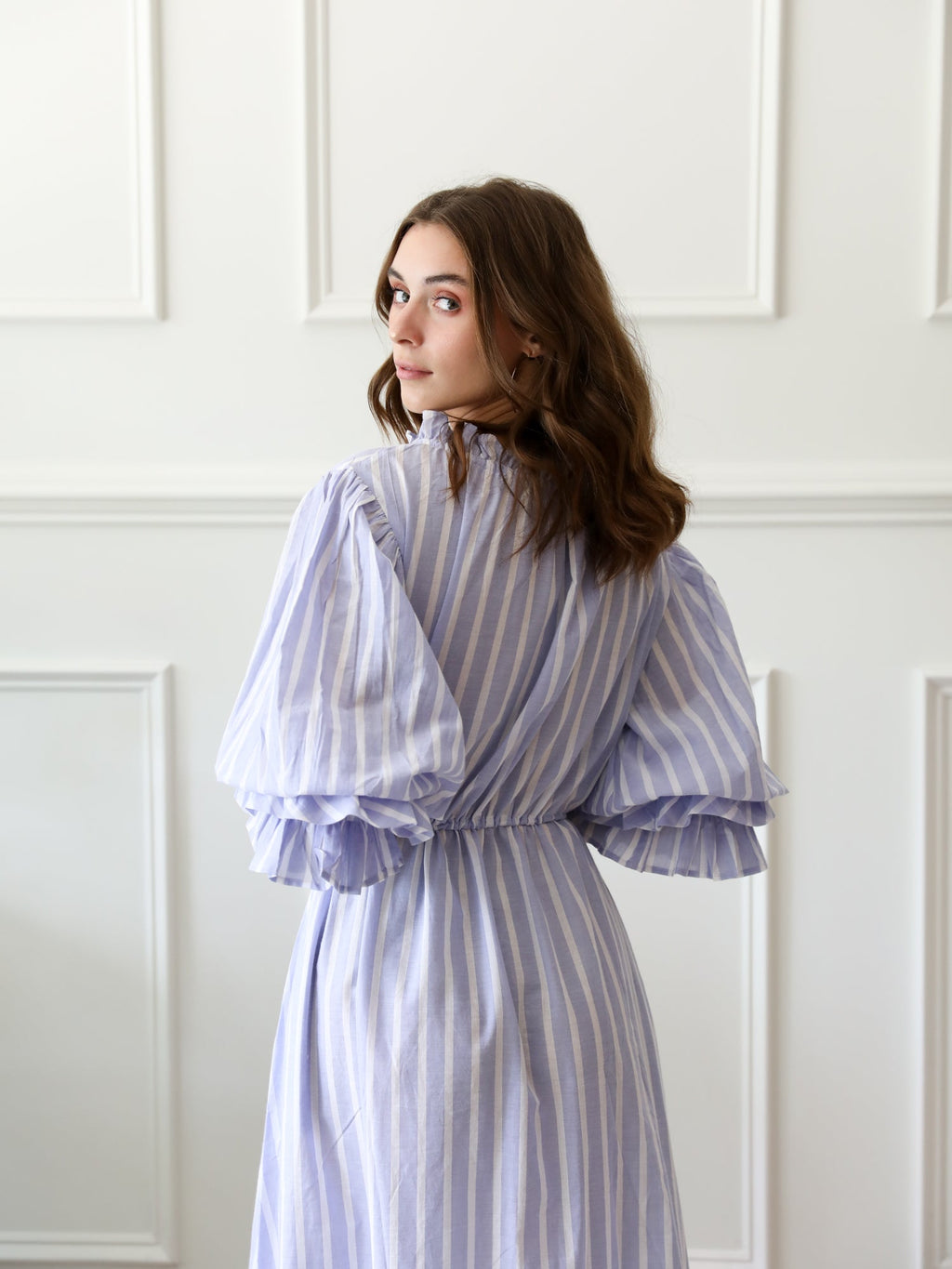 Linnea Dress in Periwinkle Stripe