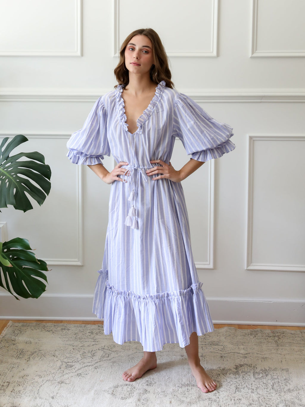 Linnea Dress in Periwinkle Stripe