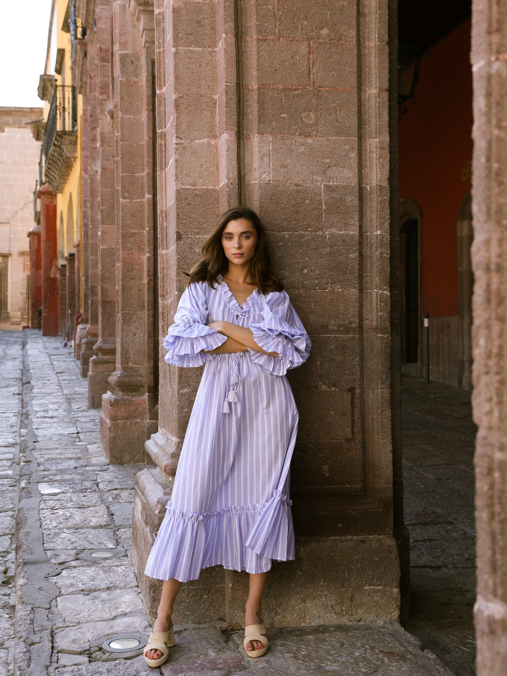 Linnea Dress in Periwinkle Stripe