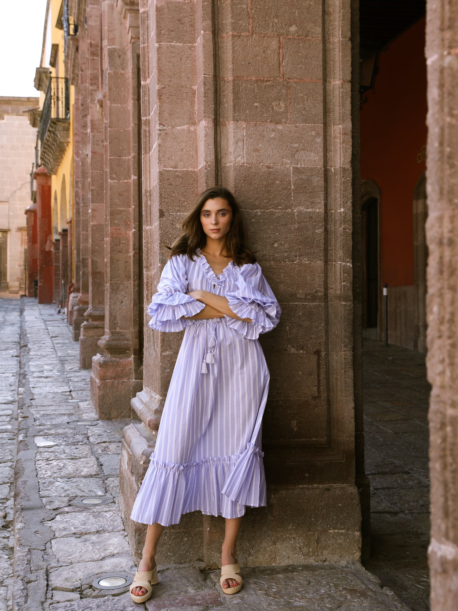 Linnea Dress in Periwinkle Stripe