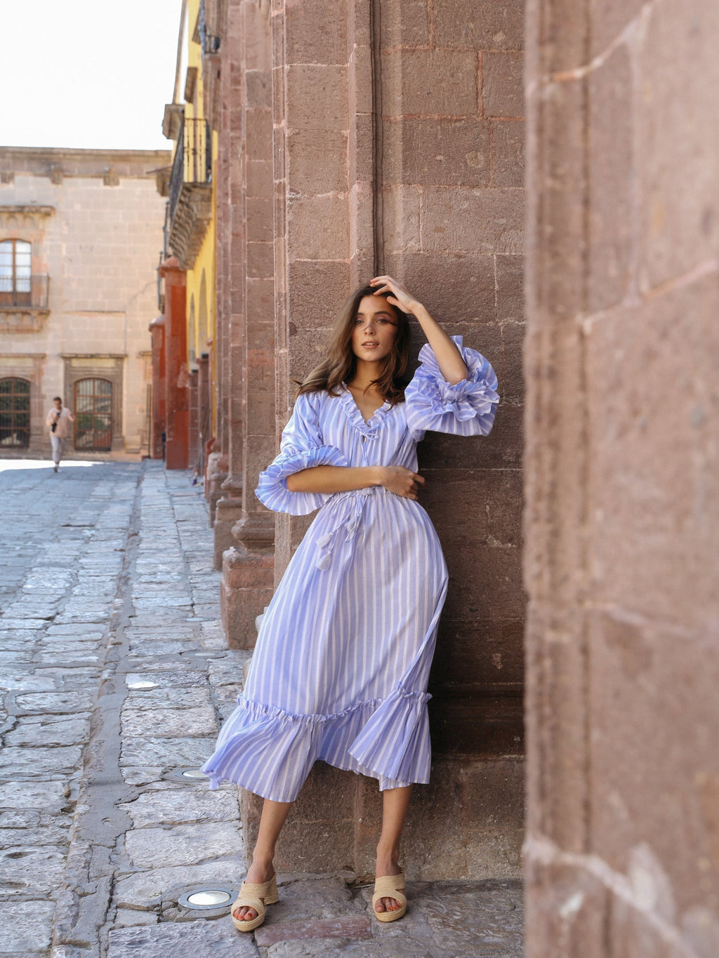Linnea Dress in Periwinkle Stripe